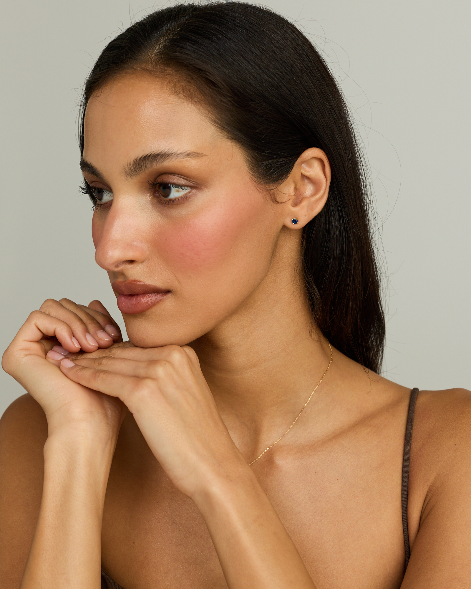 Australian Sapphire Round Stud Earrings in 10kt Yellow Gold