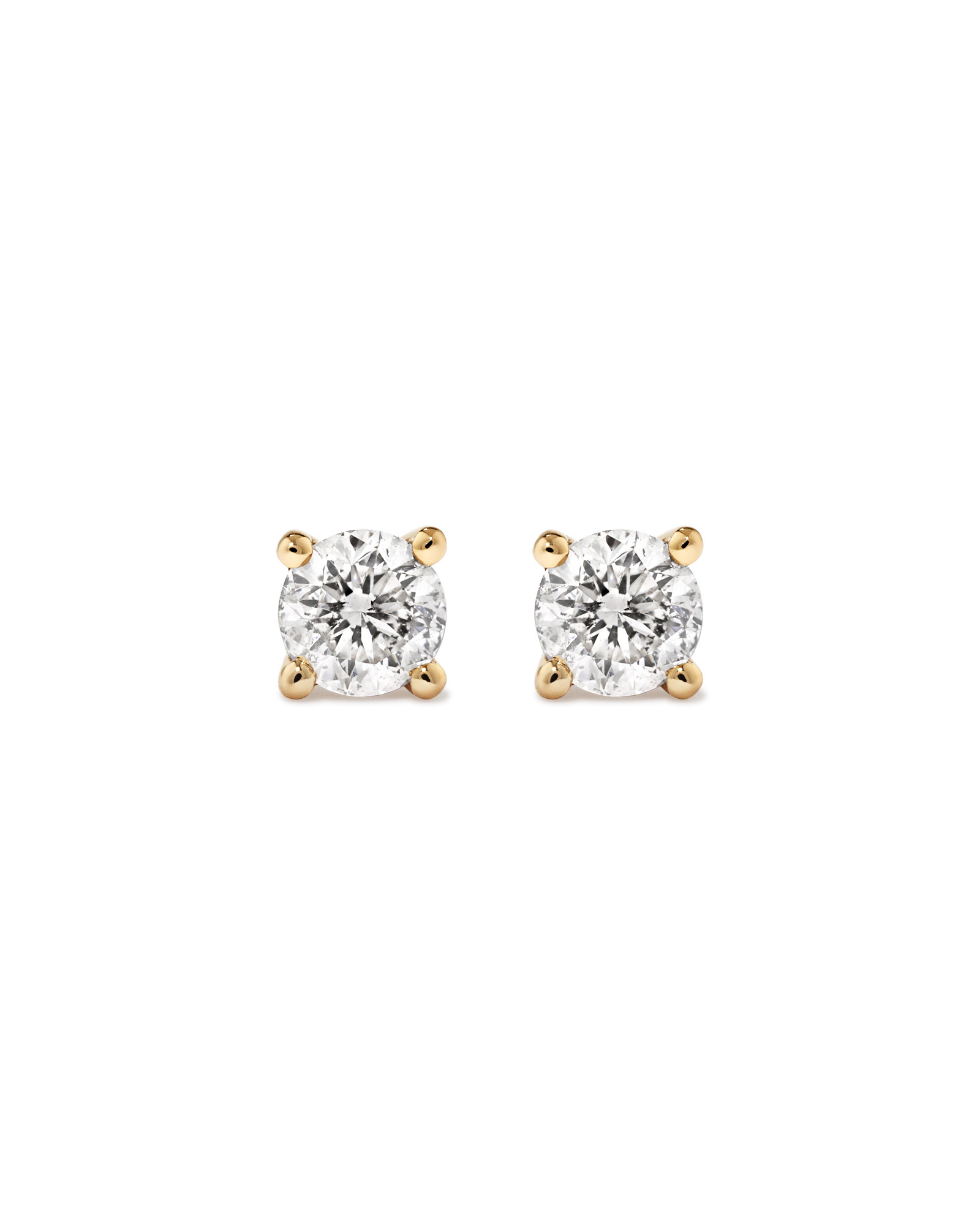 0,25 Carat TW Boucles d'oreilles puces solitaires en or jaune 18kt