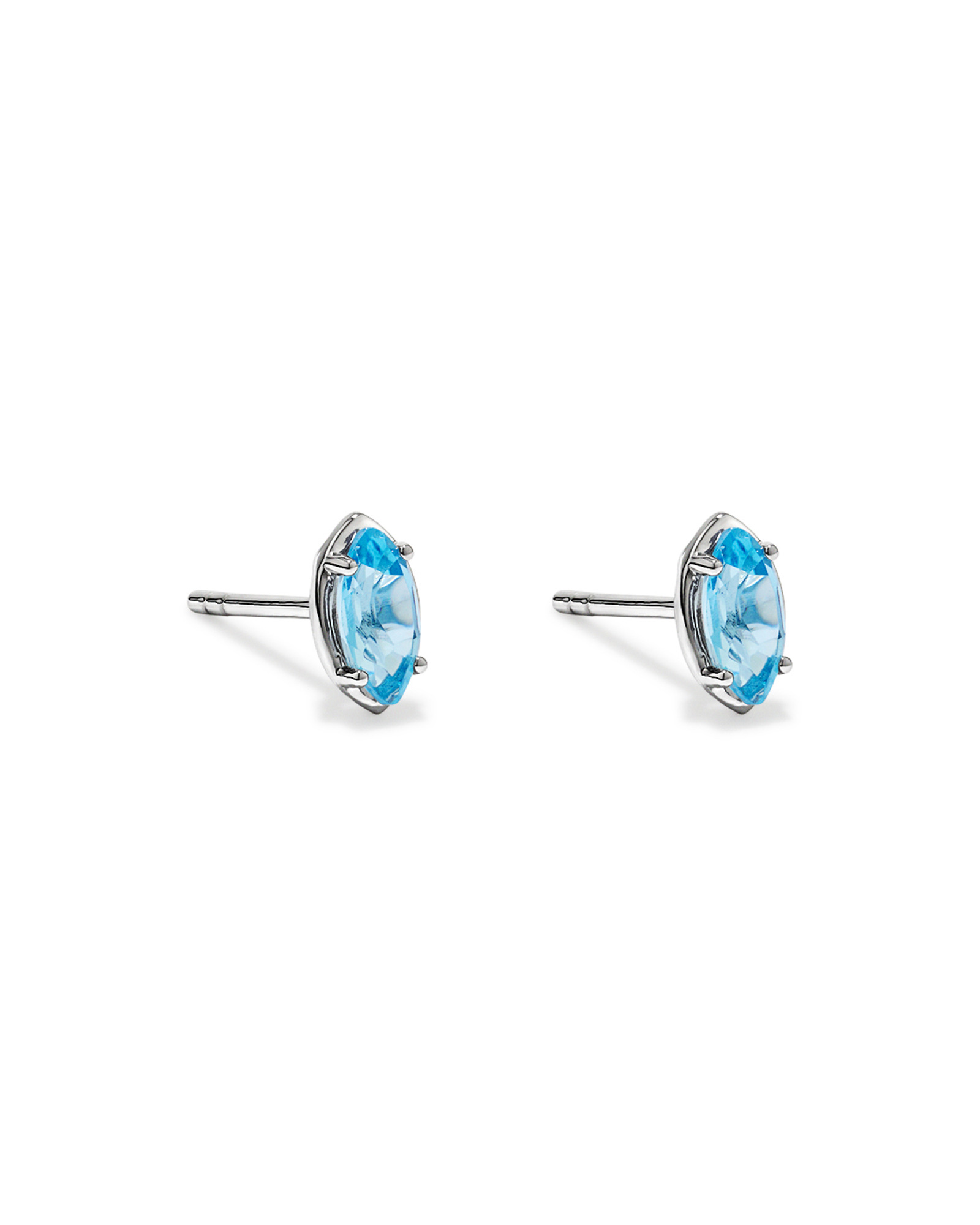 Marquise-Cut Swiss Blue Topaz Stud Earrings in Sterling Silver