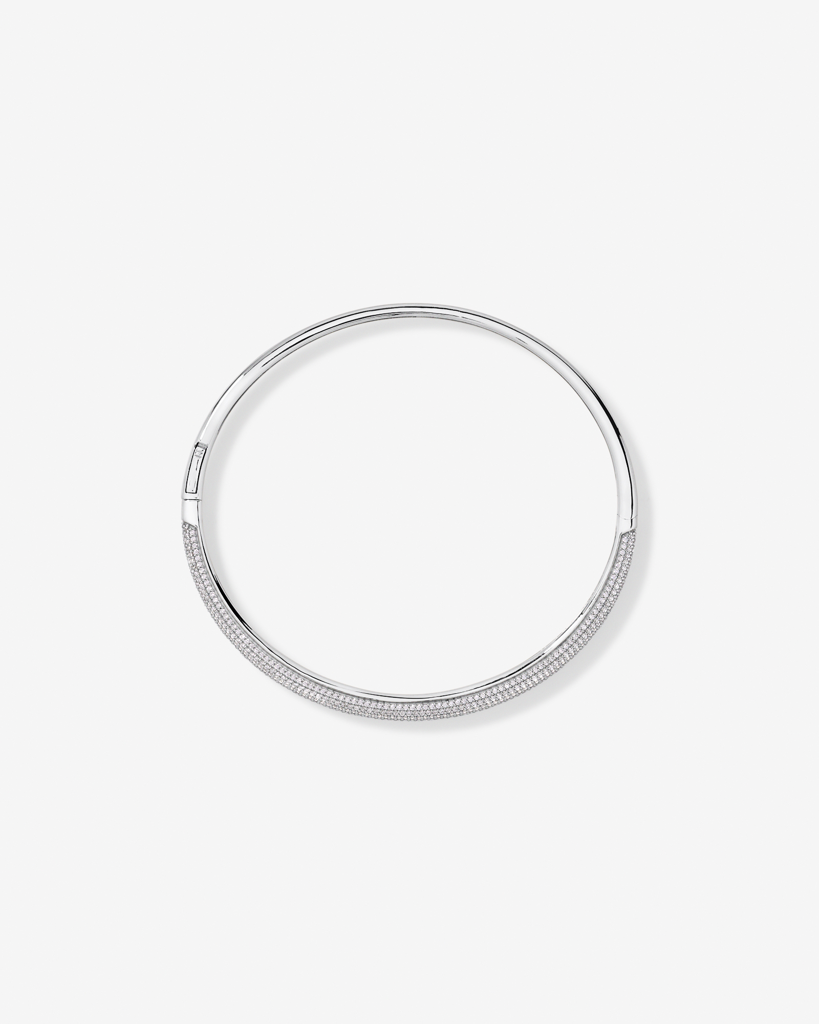Pavé Hinged Bangle in Sterling Silver - Medium