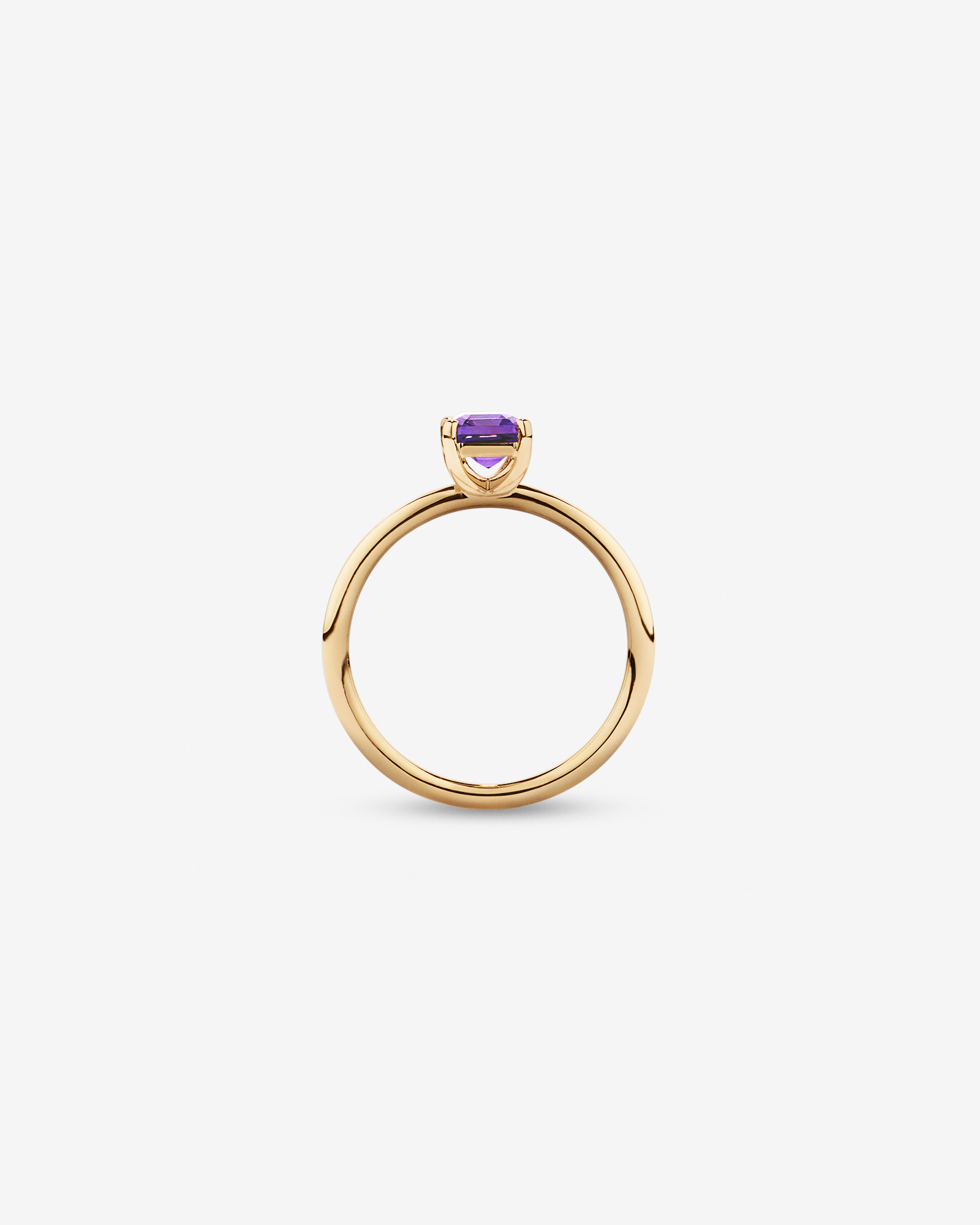 Emerald Cut Amethyst Gemstone Ring 10kt Yellow Gold
