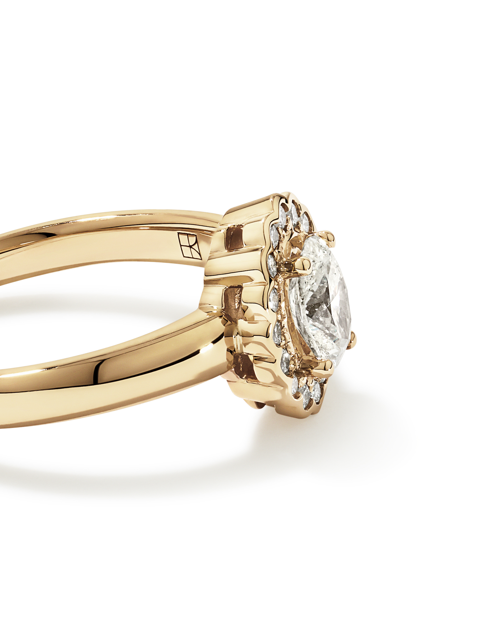 Carat TW Oval Diamond Floral Halo Ring 14kt Yellow Gold