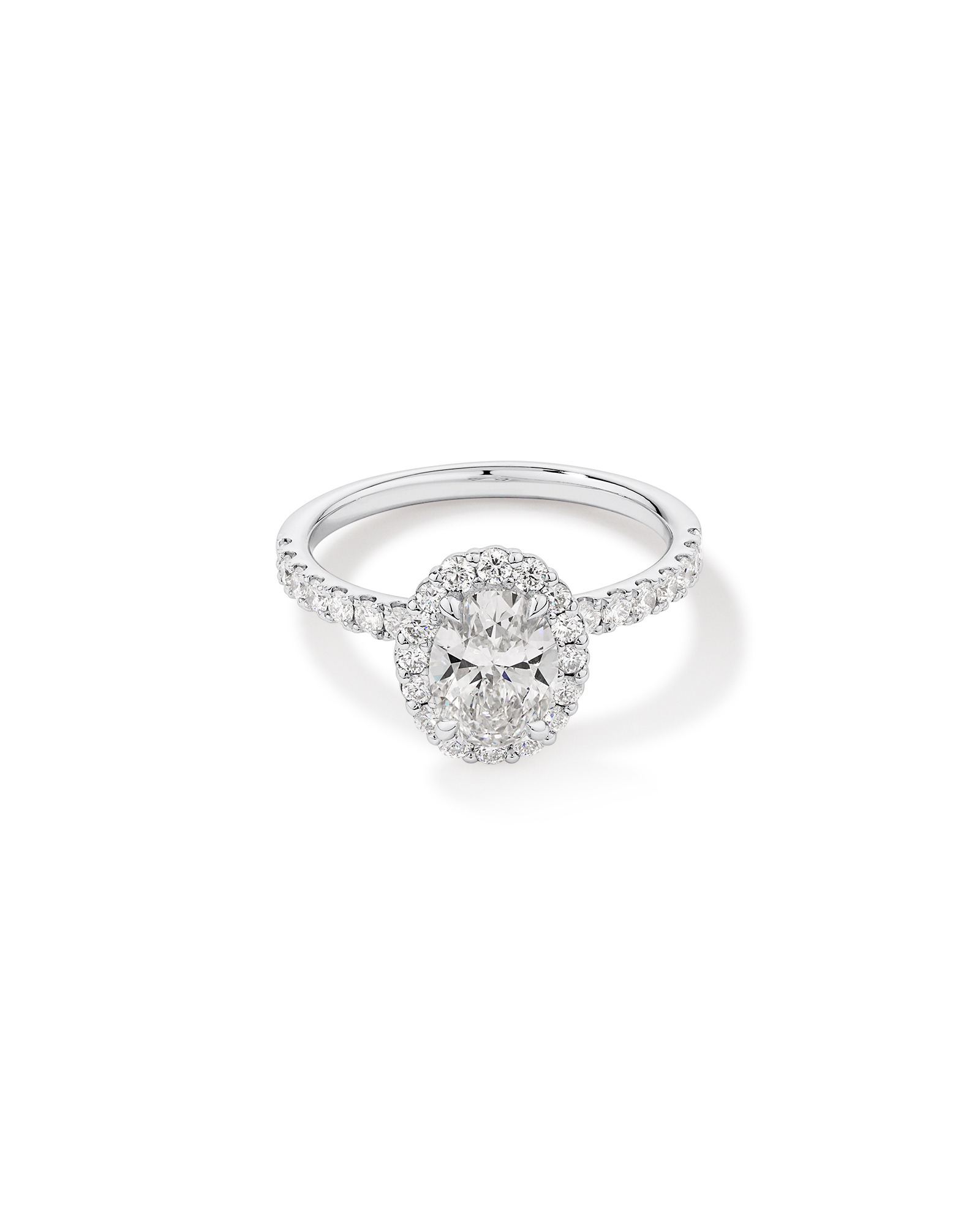 1.78 Carat TW Oval Laboratory-Grown Diamond Halo Engagement Ring 14kt White Gold