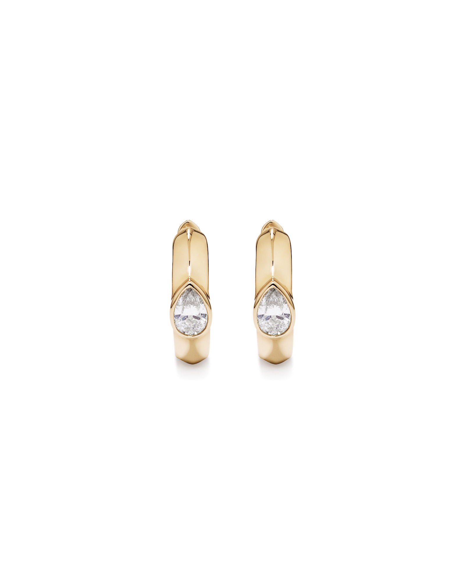 0.50 Carat TW of Laboratory-Grown Pear Cut Diamond Huggie Earrings in 10kt Yellow Gold
