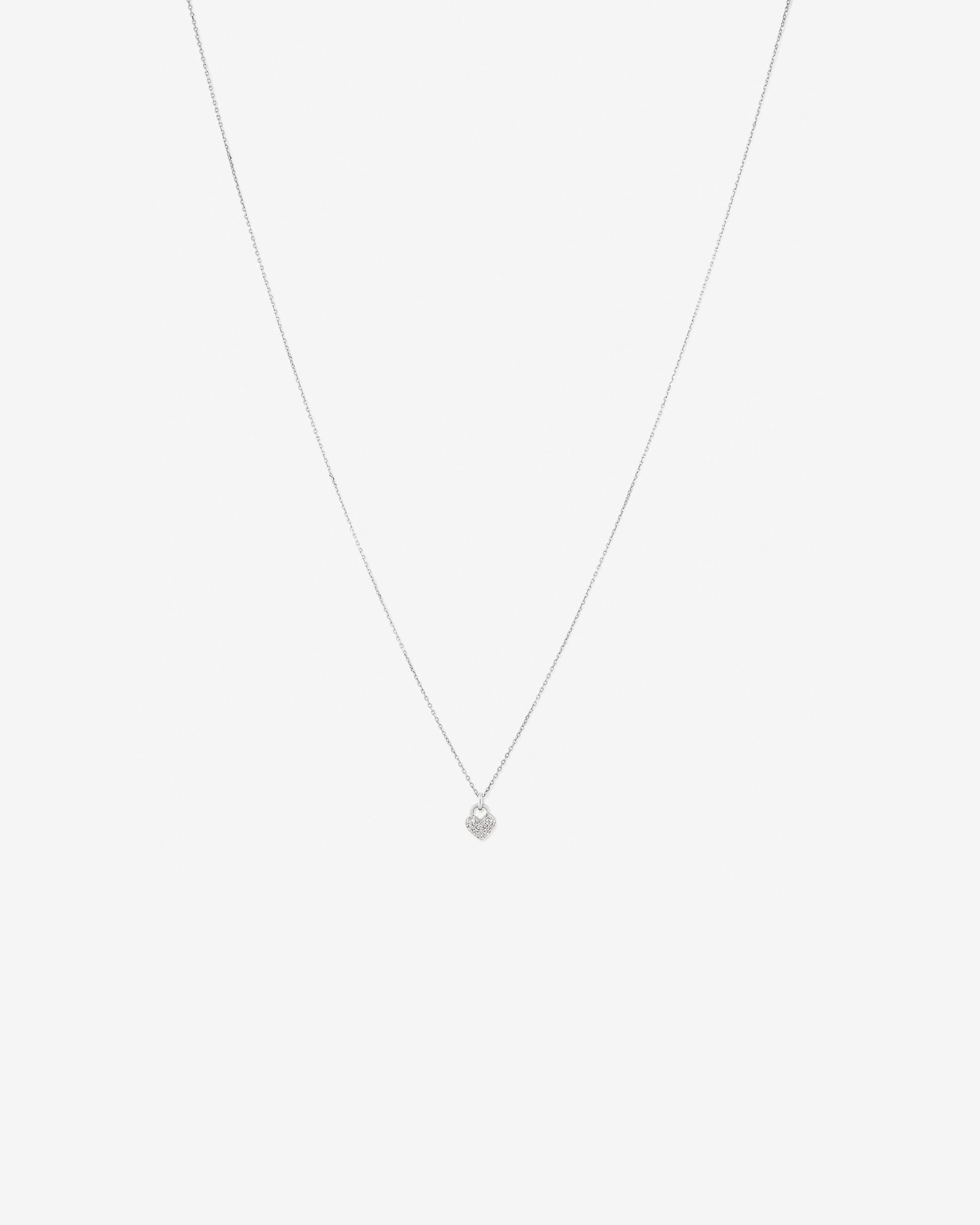 Collier pendentif cœur pavé de diamants en argent sterling