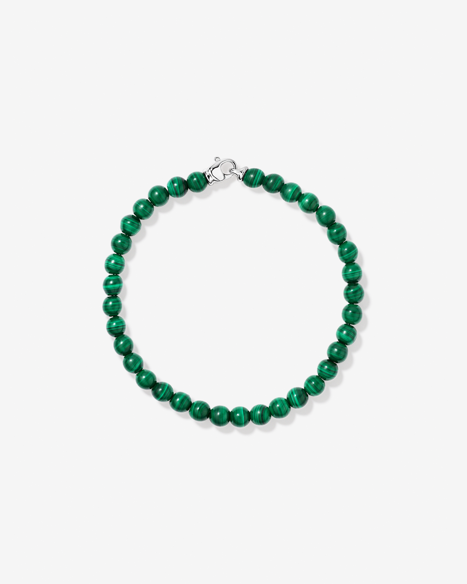 21cm Malachite Bead Bracelet in Sterling Silver