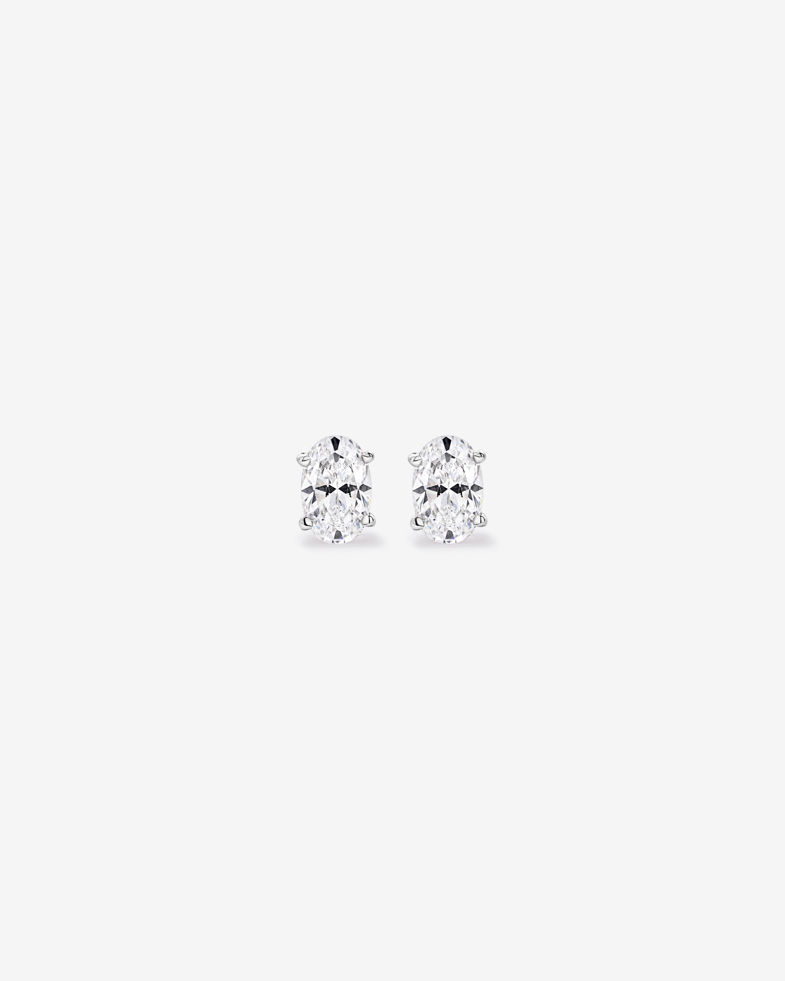 Oval Cubic Zirconia Solitaire Stud Earrings in Sterling Silver