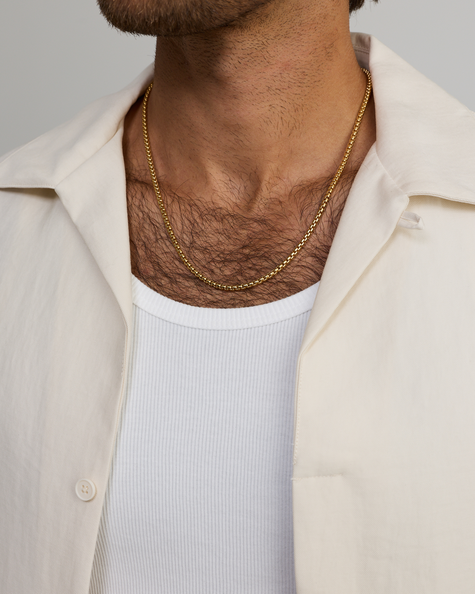 60cm (24") 3.5mm Wide Round Box Chain in 18 Karat Yellow Gold Vermeil