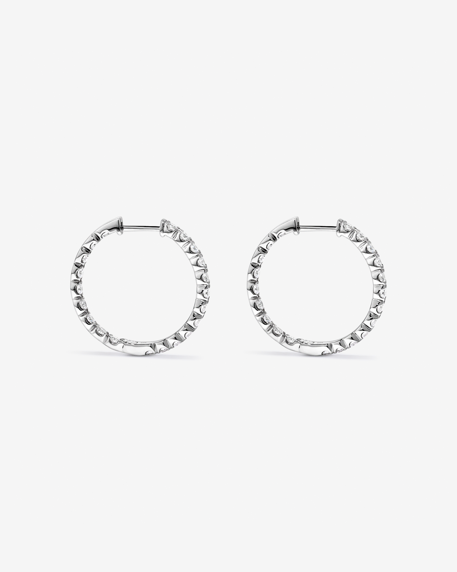 2.00TW Lab Diamond Inside Out Hoop Earrings in Silver -Medium