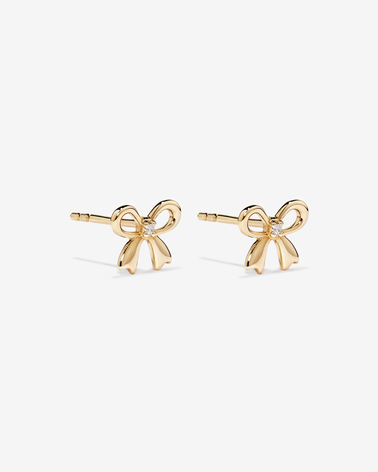 Cubic Zirconia Bow Stud Earrings in 10kt Yellow Gold