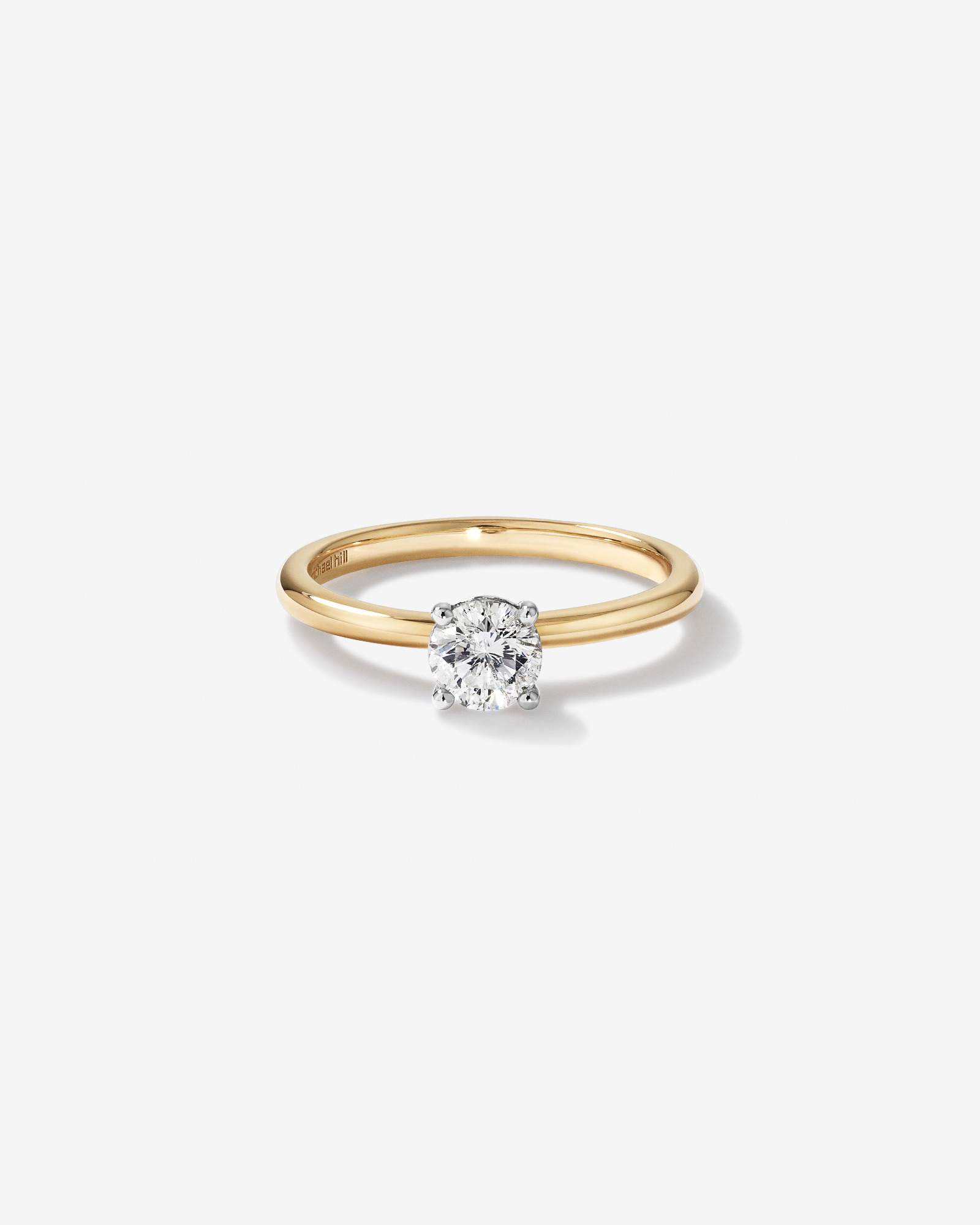 0.50 Carat TW Round Brilliant Diamond Solitaire Engagement Ring 14kt Yellow and White Gold
