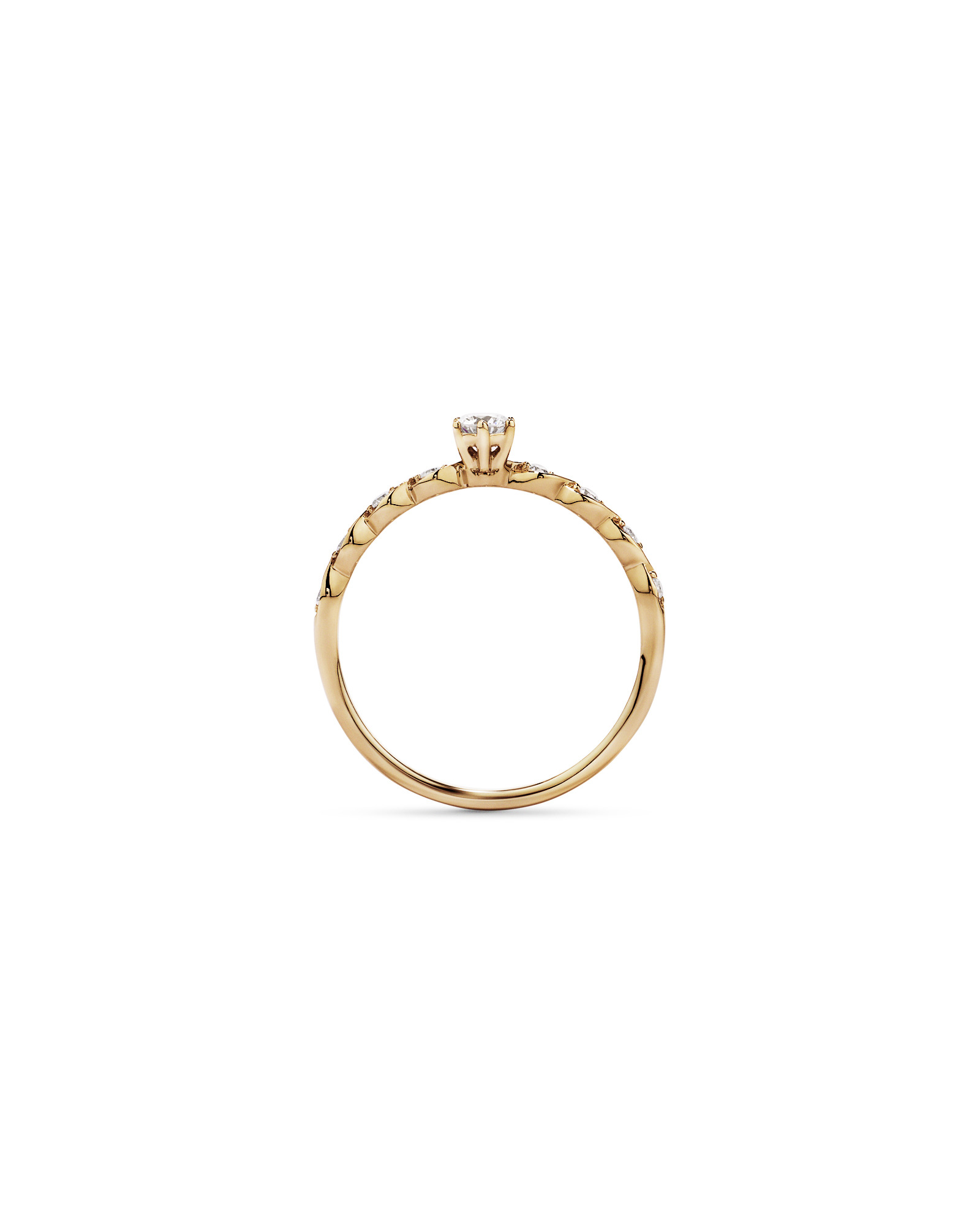 Bague de promesse en or jaune 10 carats avec diamant rond brillant laboratoire (poids total 0,17 carat)