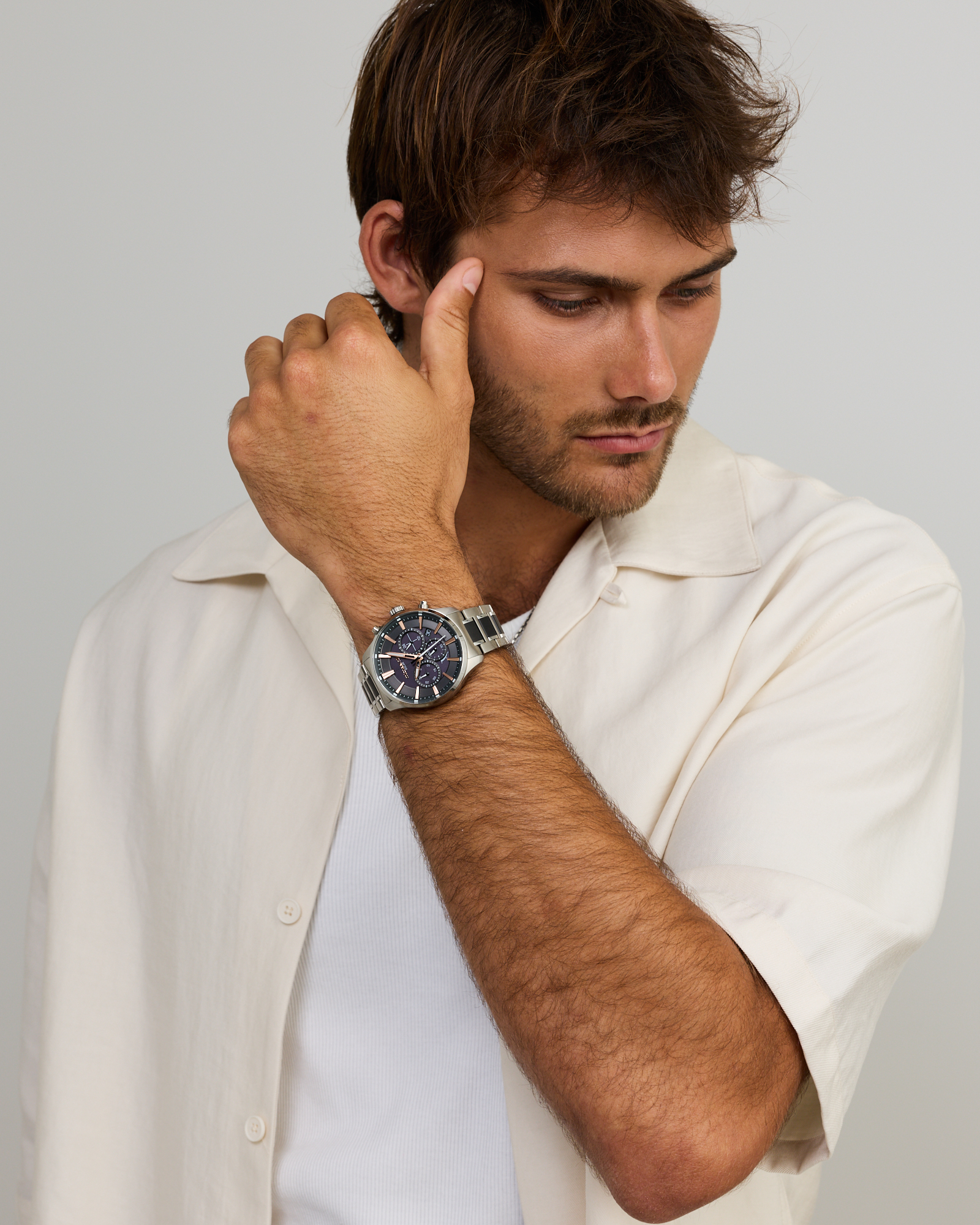 Solar Powered Men's Watch with Black Tone in Stainless Steel