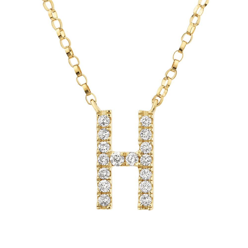 Collier à initiale « H » en or jaune 10 K à diamants totalisant 0,10 ct