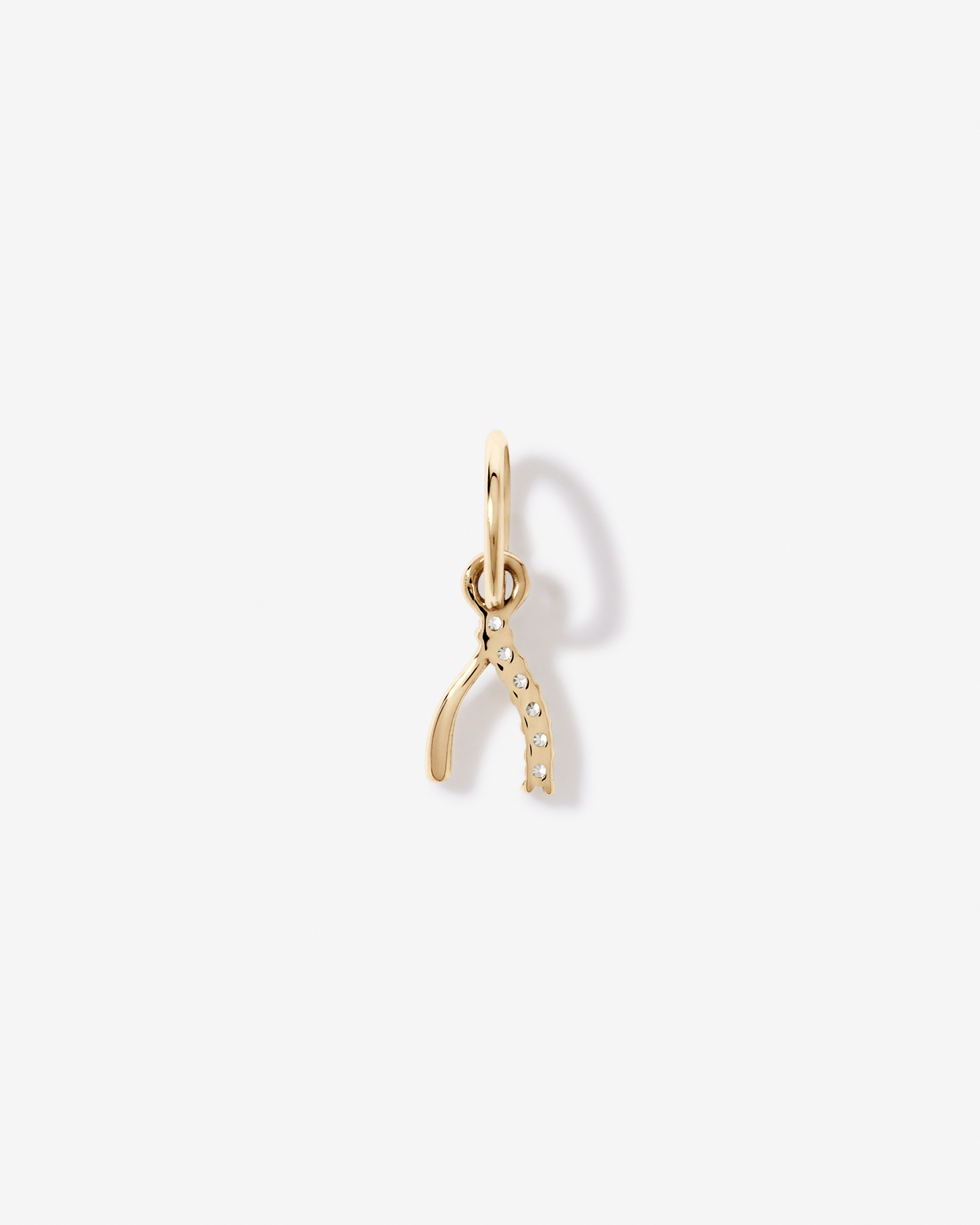 Wishbone Micro Pendant with Cubic Zirconia in 10kt Yellow Gold