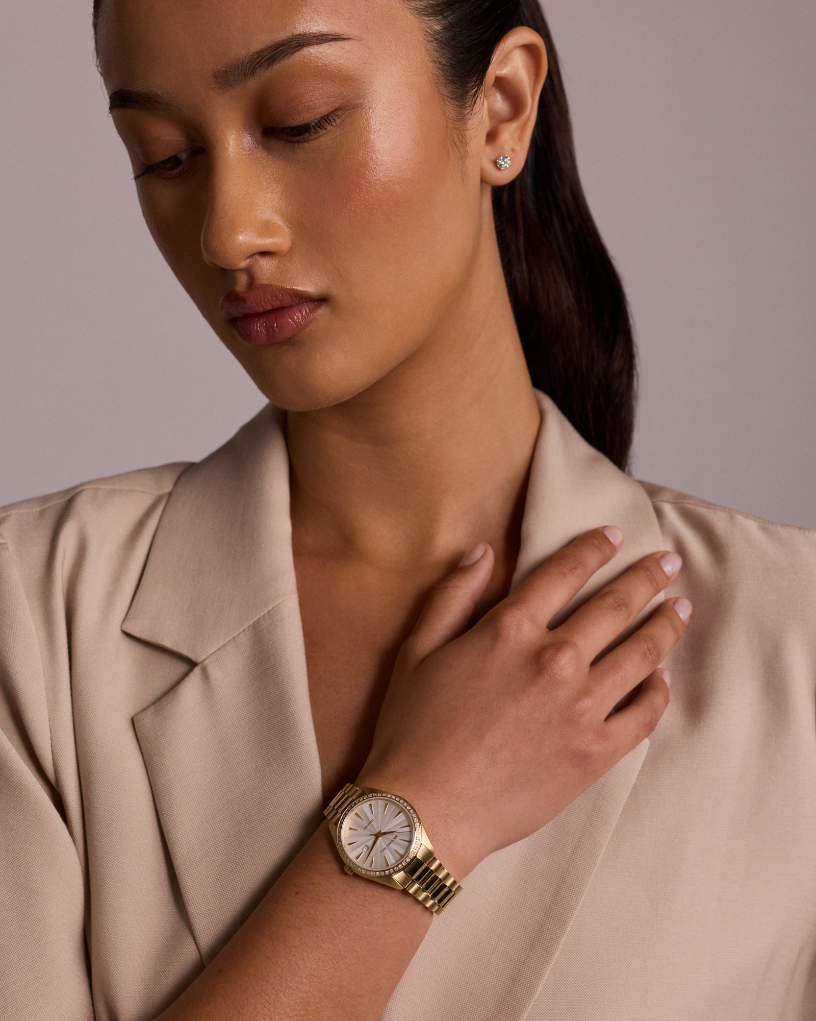 Women's 0.60 Carat TW Diamond Bezel Watch in Gold Tone Stainless Steel