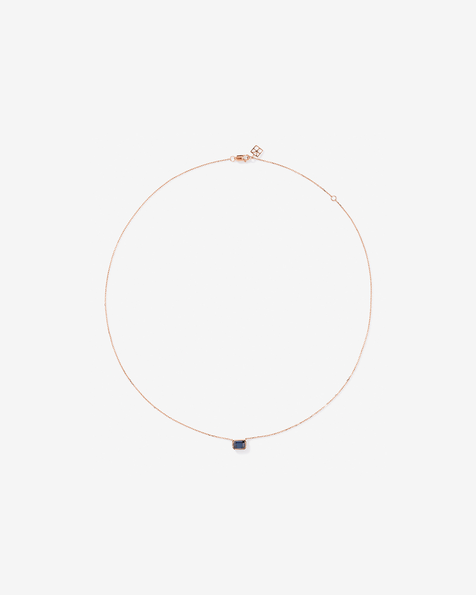 Australian Sapphire Emerald Cut Bezel Set Necklace in 10kt Rose Gold