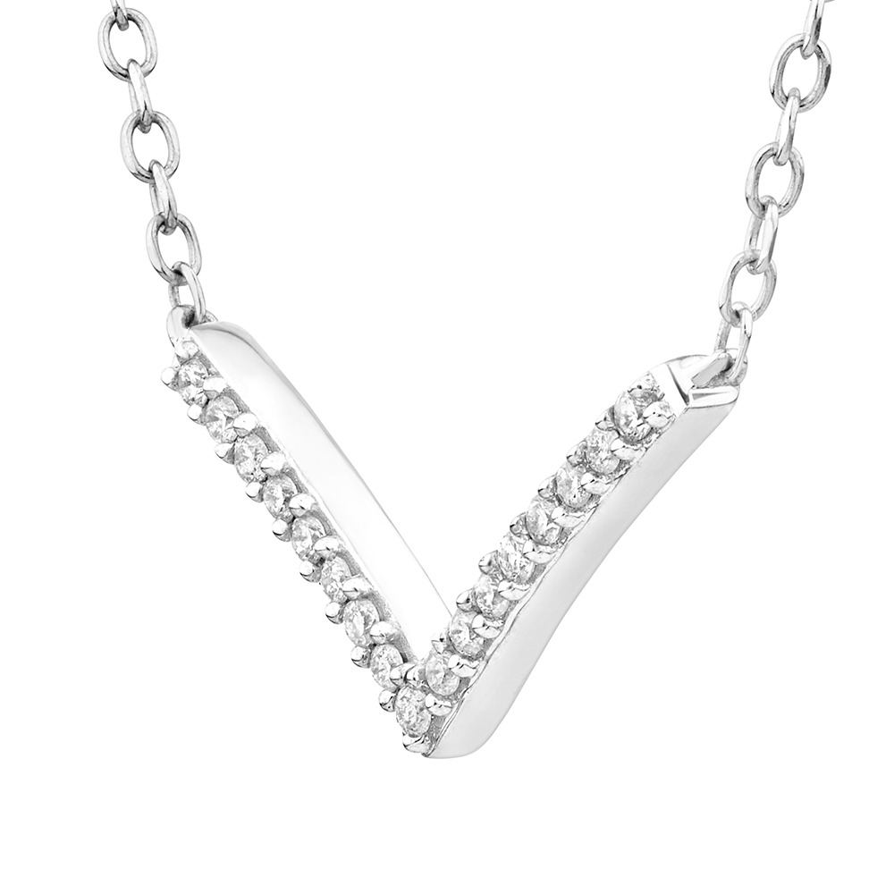 Collier à chevron en argent sterling à diamants totalisant 0,05 ct