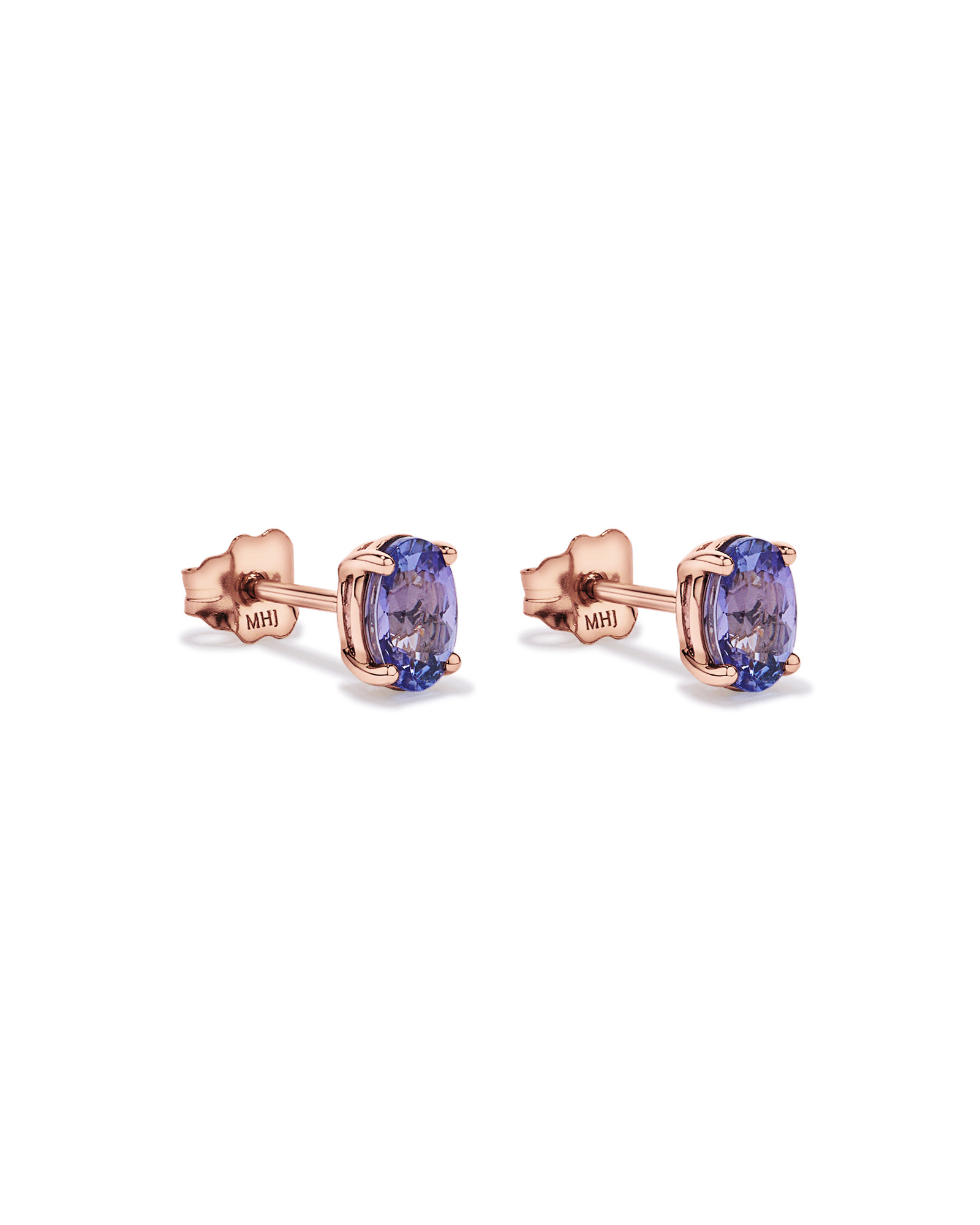 Tanzanite Solitaire Stud Earrings in 10kt Rose Gold