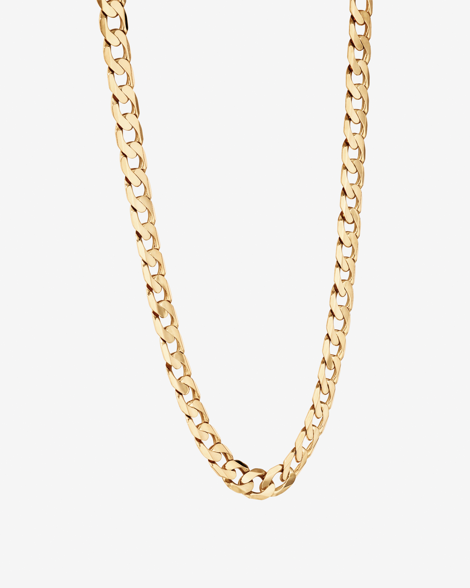55cm (22") 13mm Width Solid Flat Bevelled Curb Chain in 10kt Yellow Gold