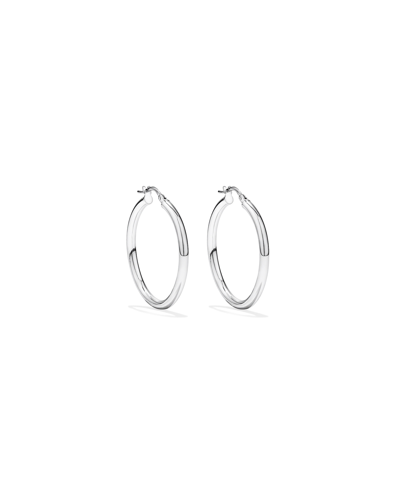 25mm Round Hoop Earrings in Sterling Silver