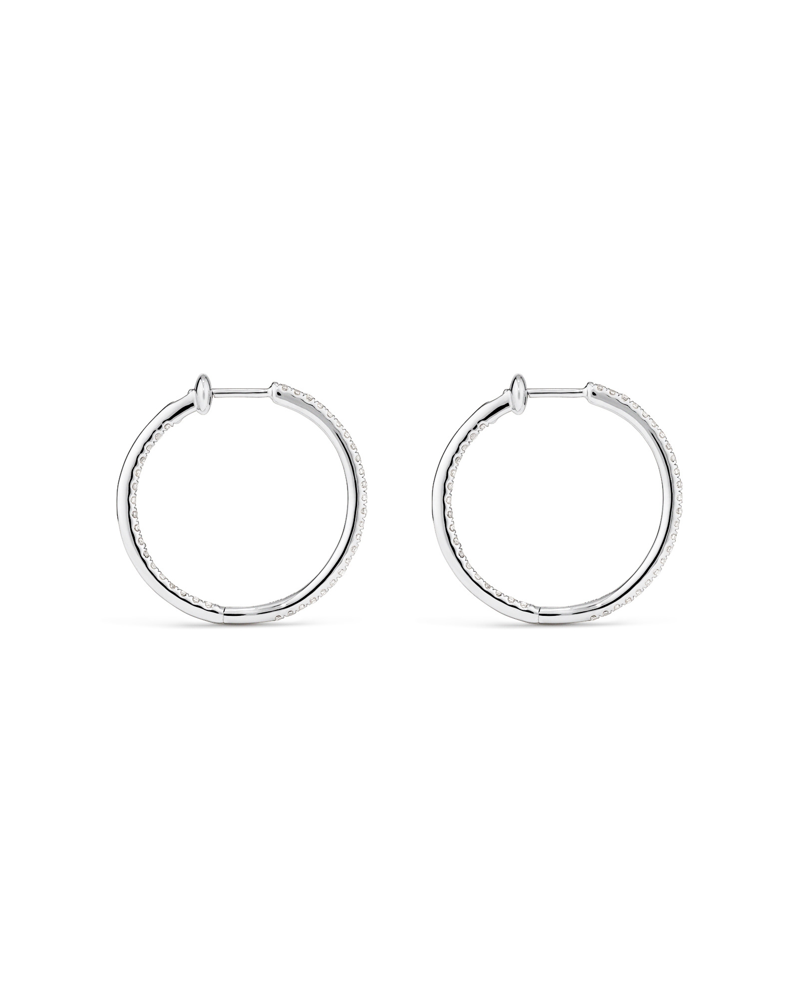 Boucles d'oreilles créoles avec 0,50 carat TW de diamants en or blanc 10 kt