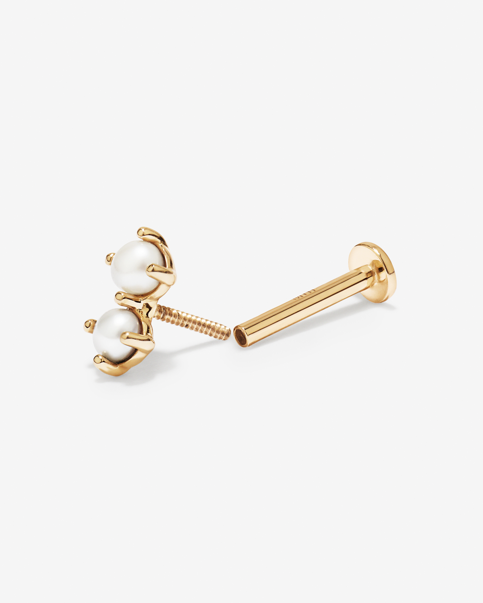 Boucle d’oreille hélice en perles d’eau douce cultivées de deux pierres en or jaune 10 carats