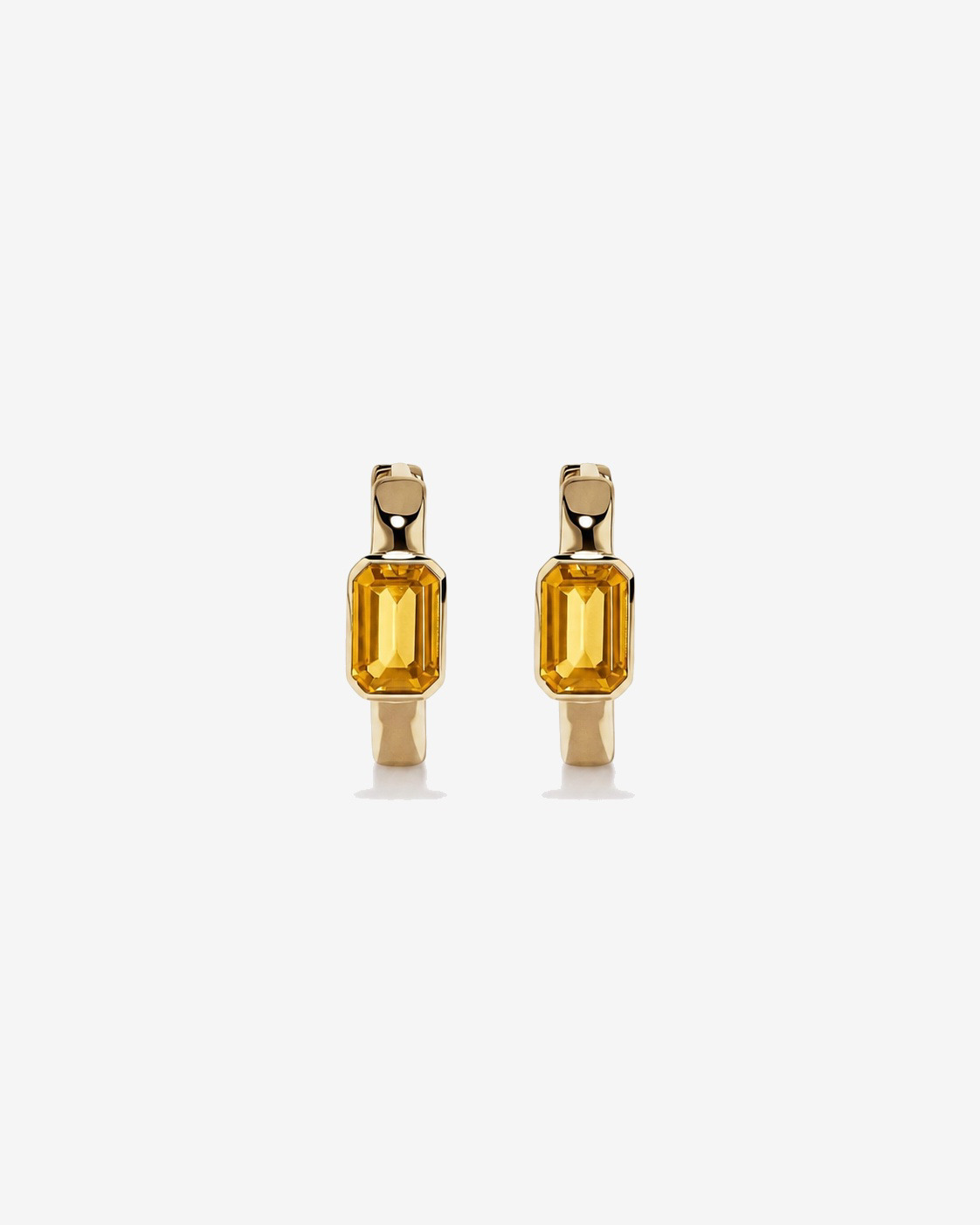 Citrine Bezel Huggie Earrings in 10kt Yellow Gold