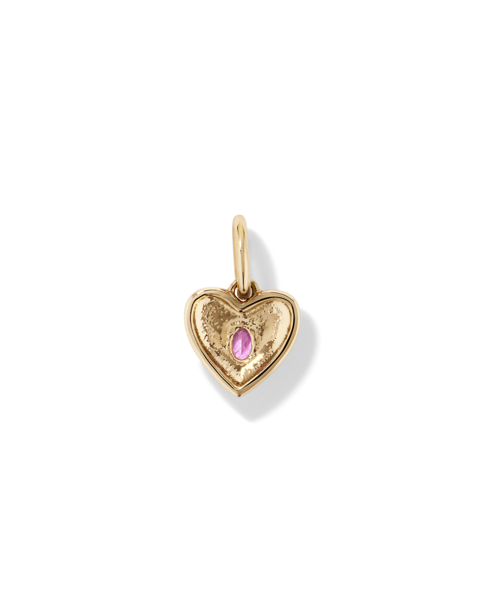 Heart Created Pink Sapphire Pendant in 10kt Yellow Gold