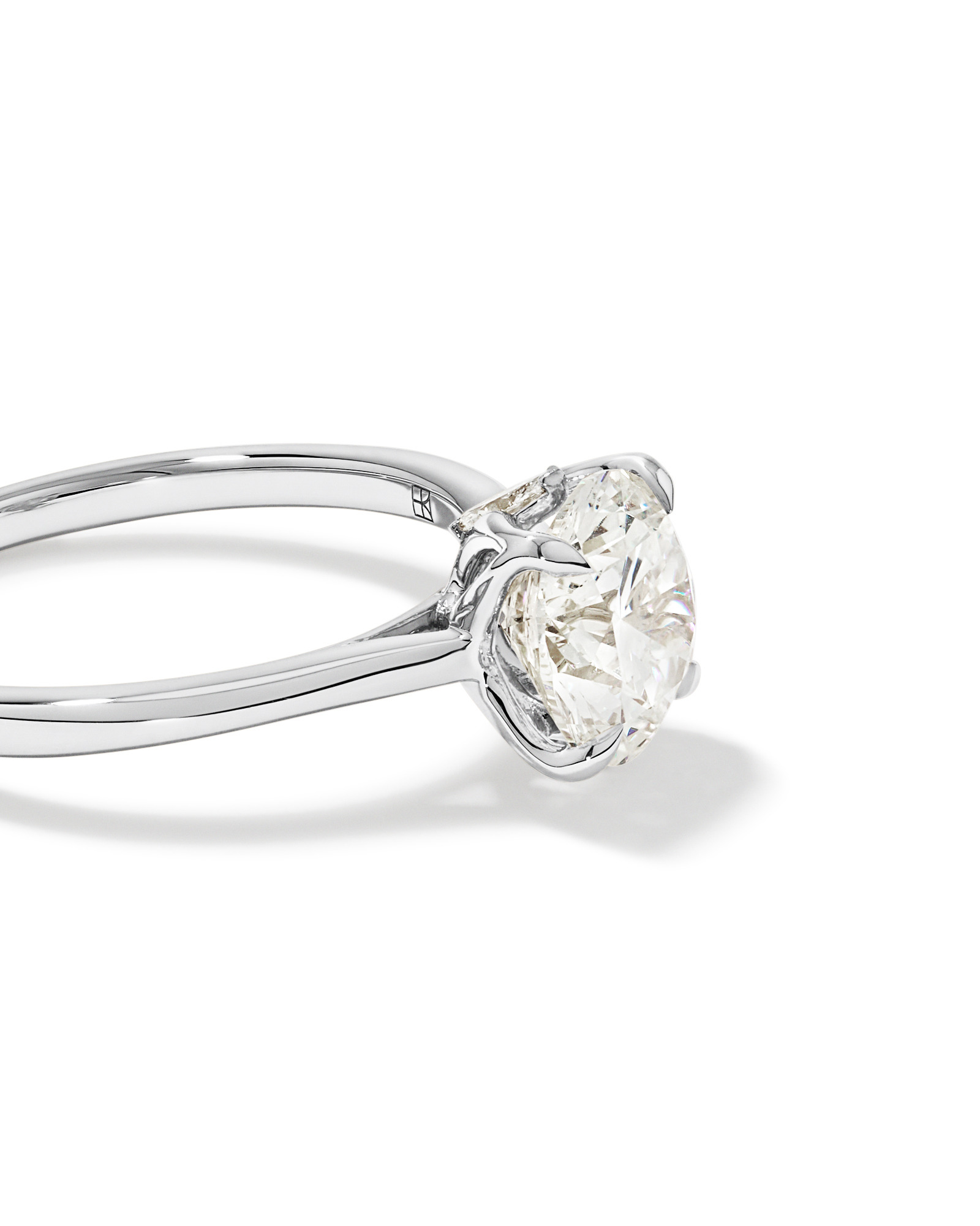 2.09 Carat TW Round Brilliant Laboratory-Grown Diamond Solitaire ring with Tulip inspired Marquise Diamonds 14kt Gold