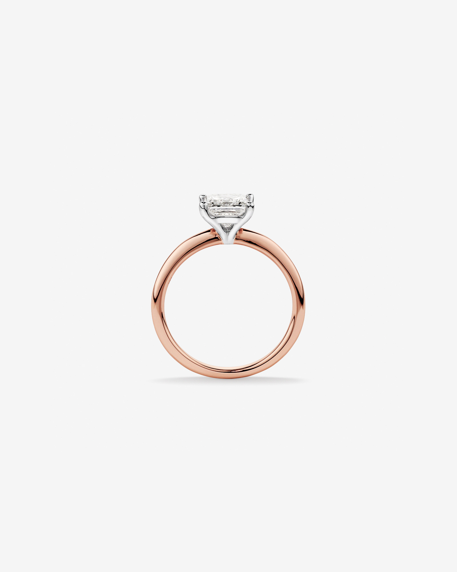Bague de fiançailles solitaire en diamant cultivé en laboratoire TW Princess Cut de 1,25 carat en or rose et blanc 14 carats