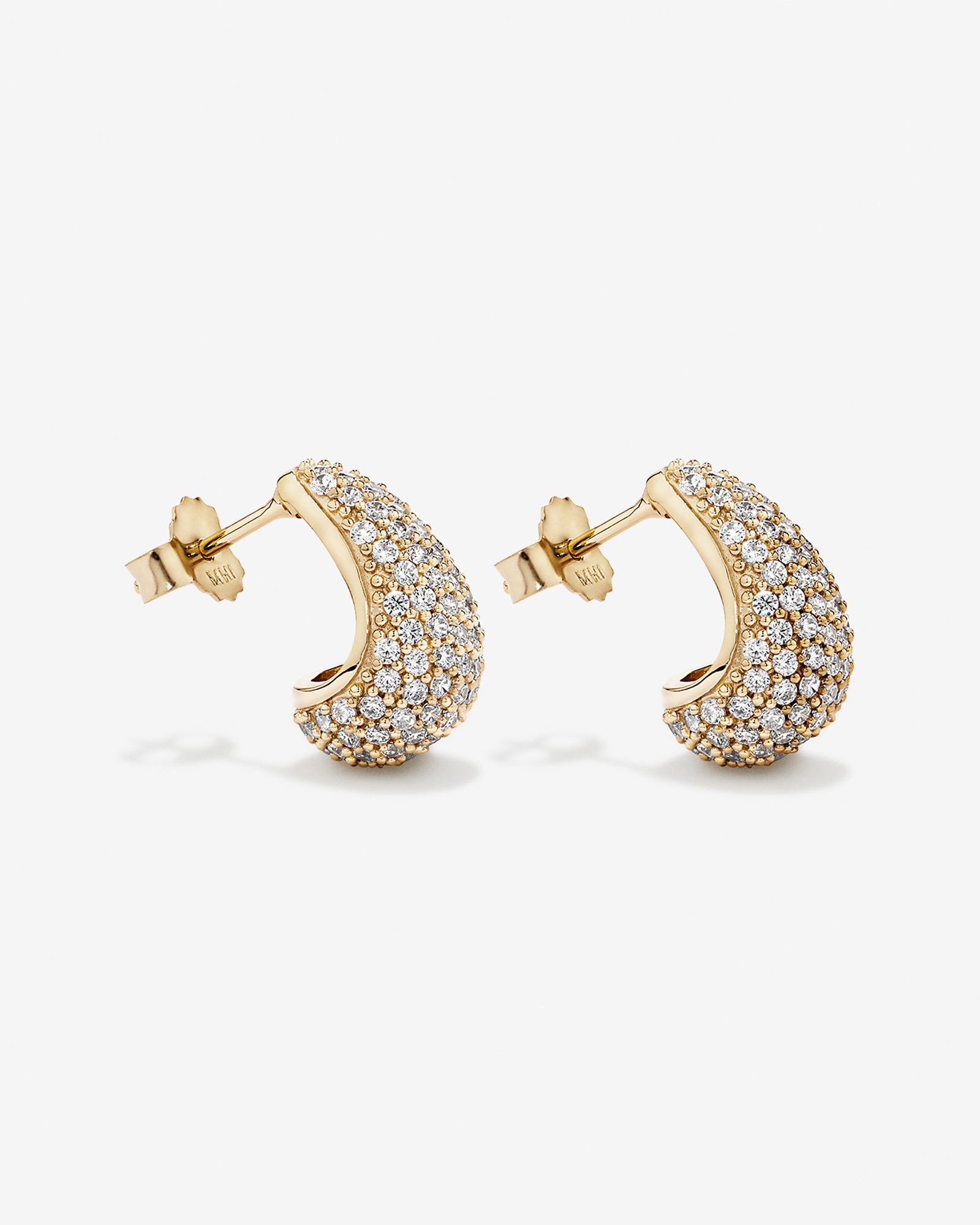 Pavé Tapered Cubic Zirconia Stud Earrings in 18kt Vermeil