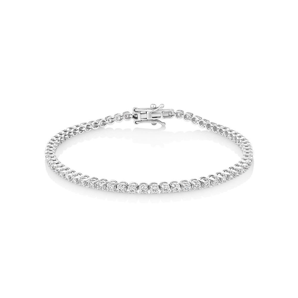 Carat TW Laboratory-Grown Diamond Tennis Bracelet set in 10kt White Gold