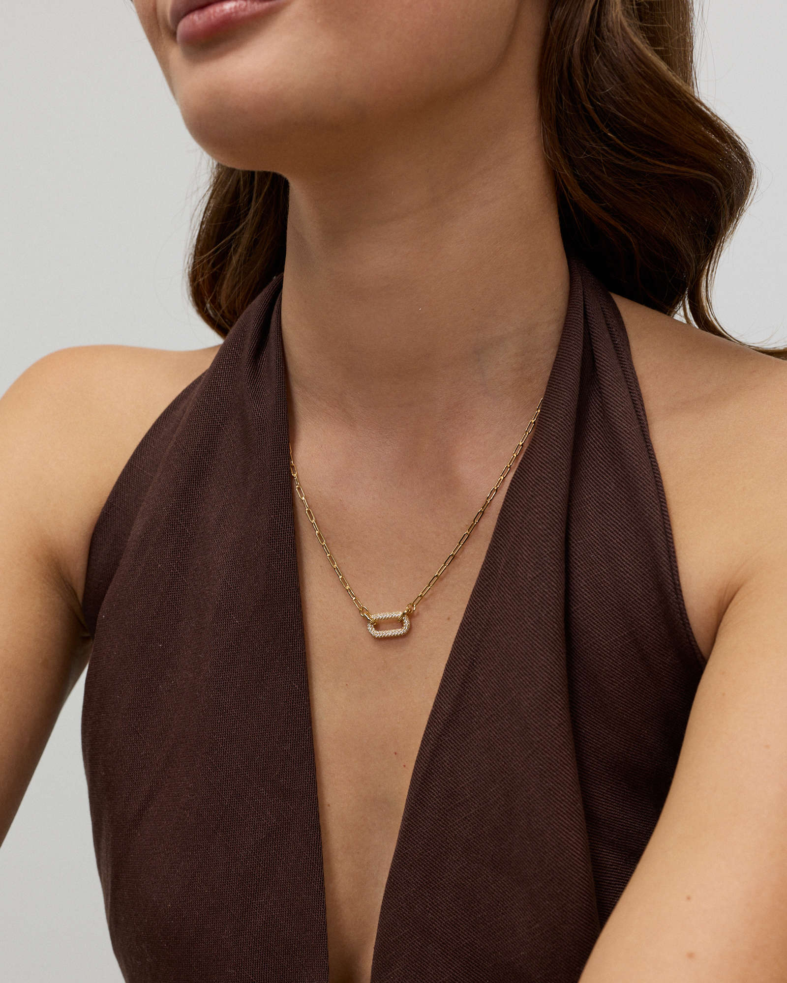 50cm (20") Luxe Links Necklace with Cubic Zirconia in 18kt Vermeil