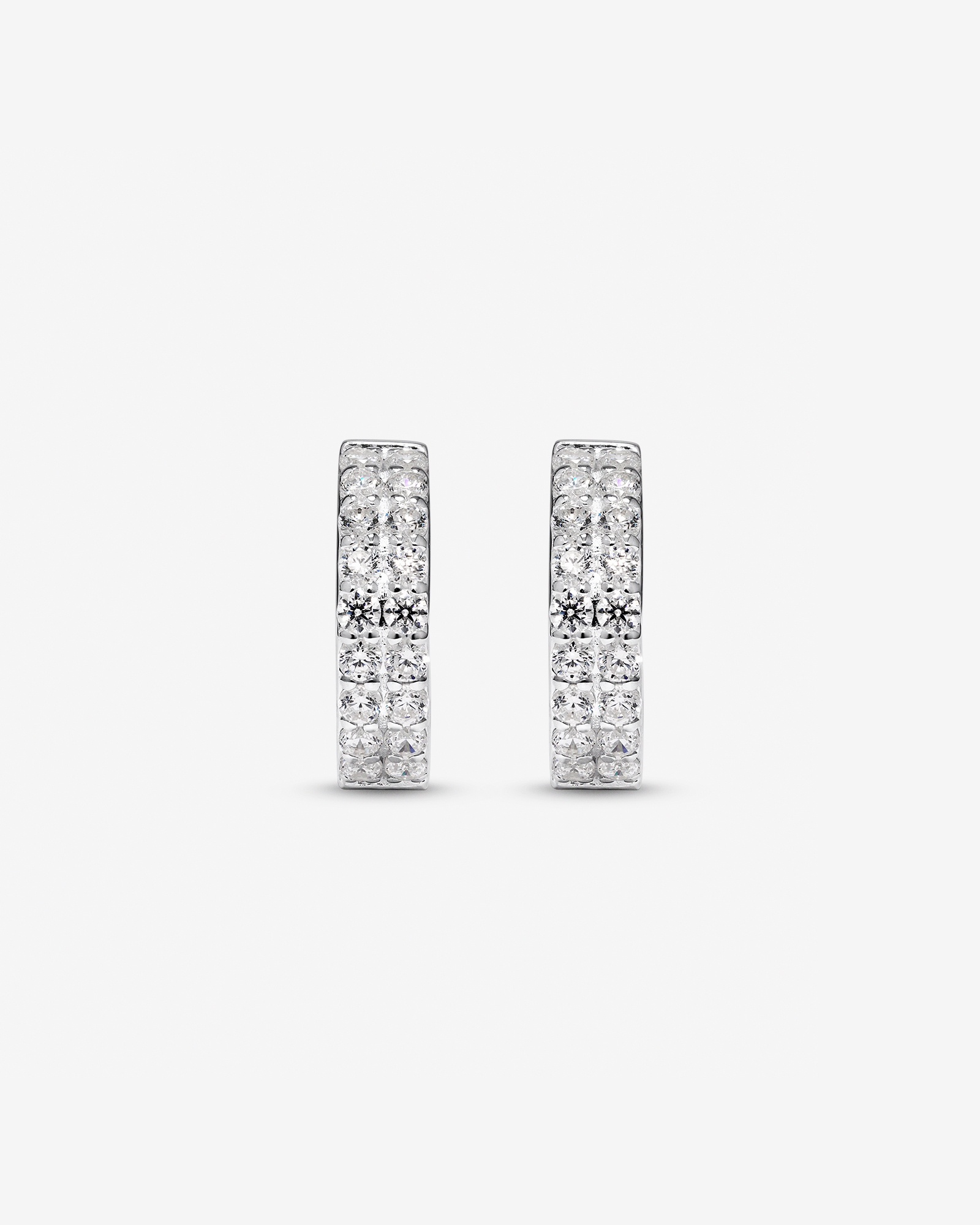 Half Hoops with Cubic Zirconia in Sterling Silver