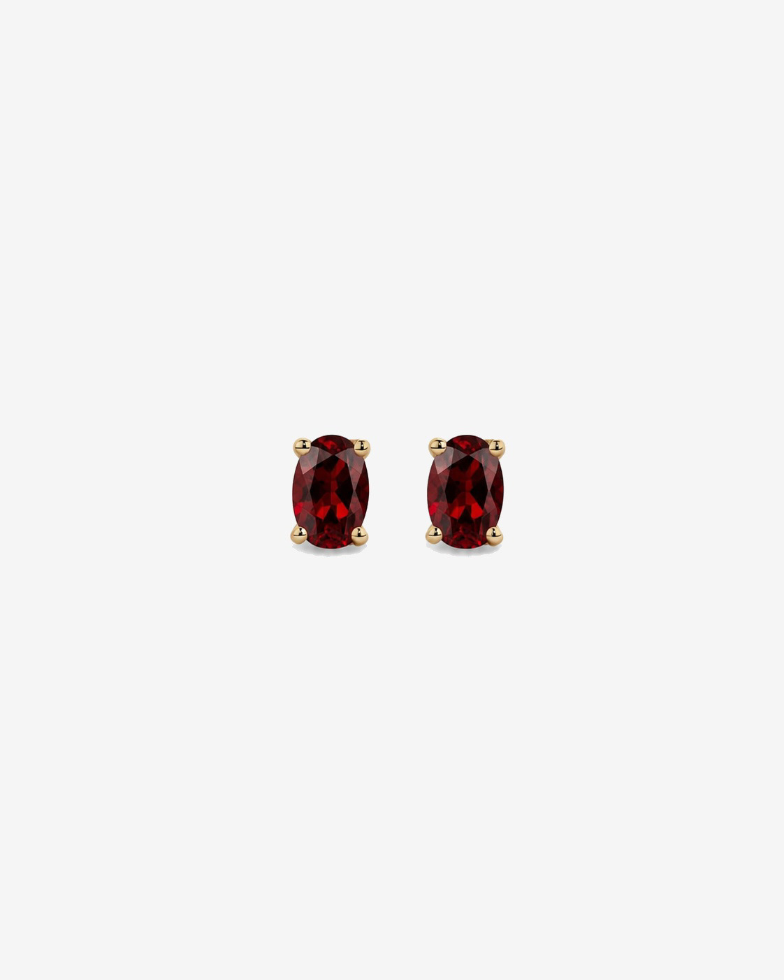 Oval Garnet Stud Earrings in 10kt Yellow Gold