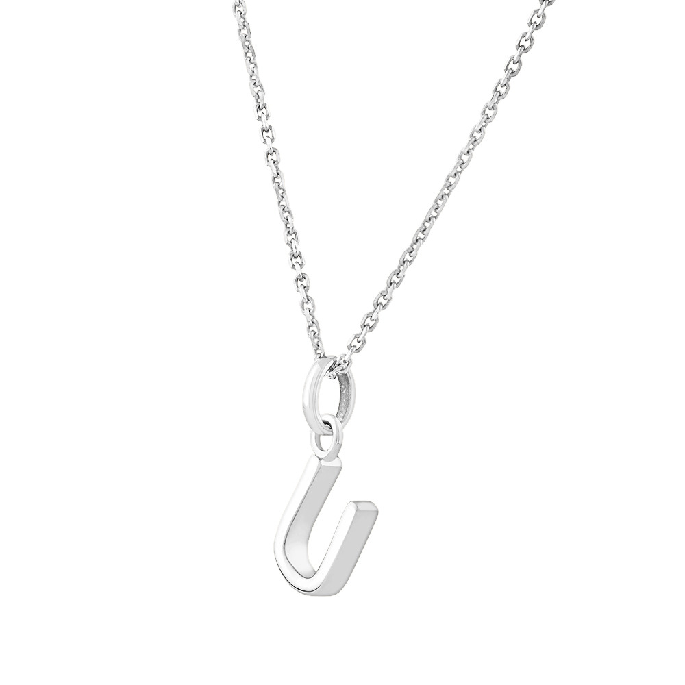 "U" Initial Pendant in Sterling Silver