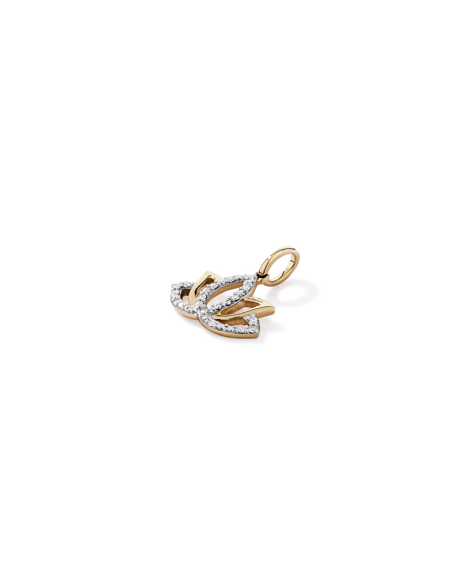 Diamond Lotus Pendant in 10kt Yellow Gold