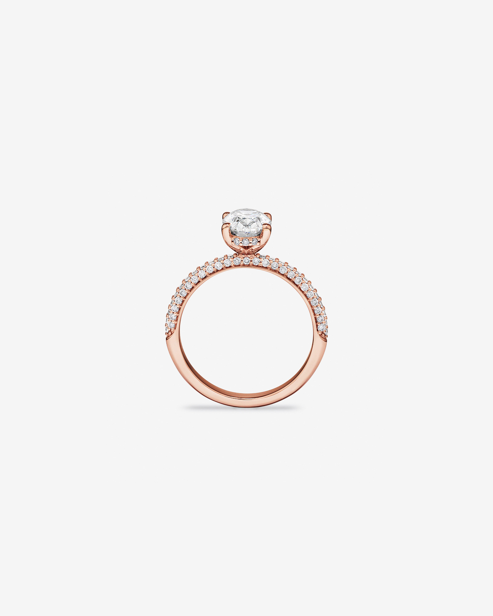 1.95 Carat TW Oval Cut Laboratory-Grown Diamond Solitaire Side Accent Engagement Ring in 14kt Rose Gold