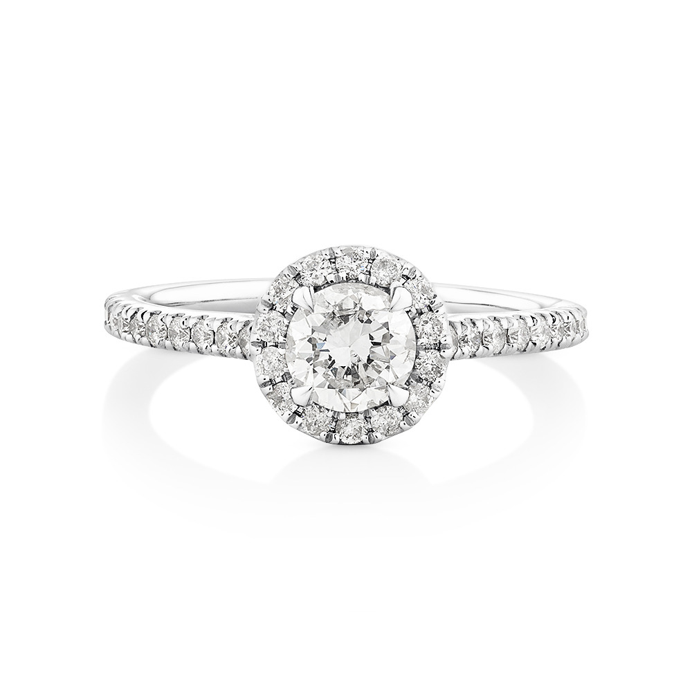 Engagement Ring with 0.92 Carat TW of Diamonds in 14kt White Gold