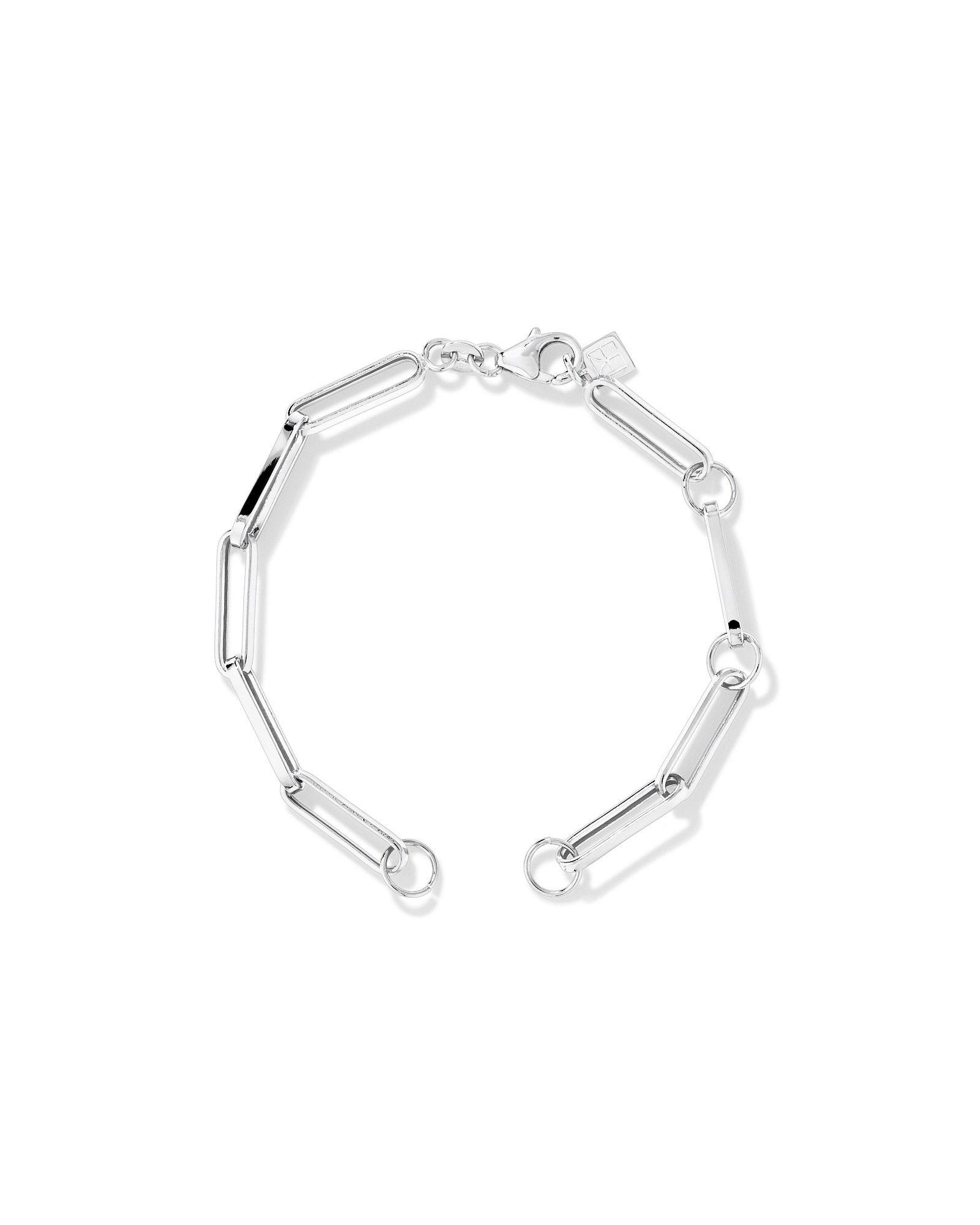 Bracelet à pendentif ouvert avec trombone carré de 18 cm (7") en argent sterling