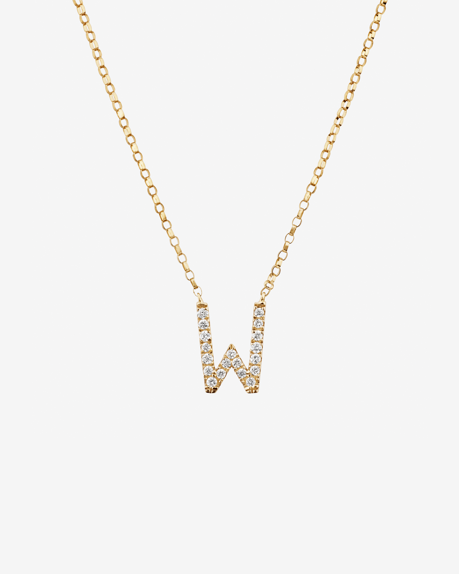 "W" Initial Necklace with 0.10 Carat TW of Diamonds in 10kt Yellow Gold