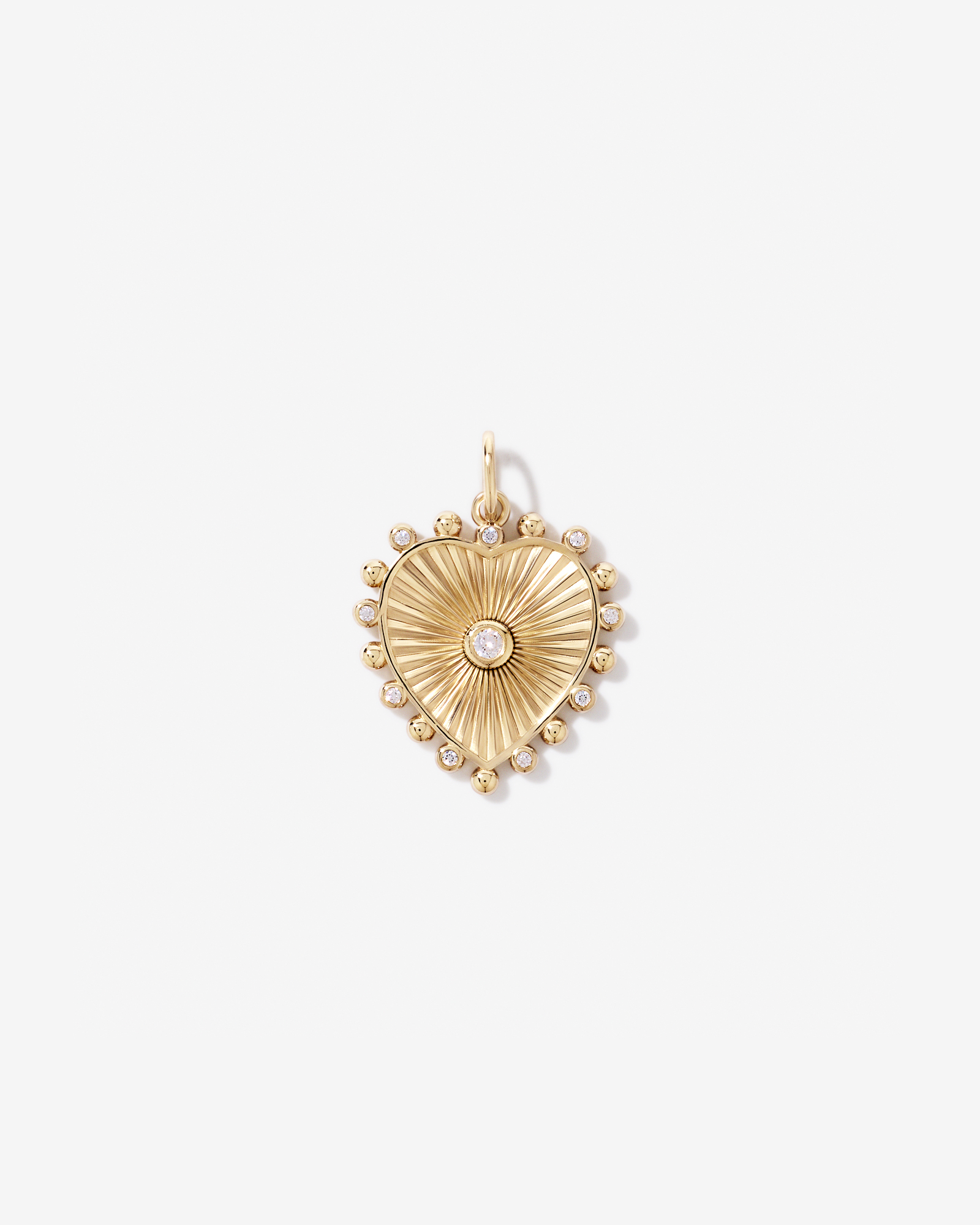 Sunray Heart Cubic Zirconia Pendant in 18kt Yellow Gold Vermeil