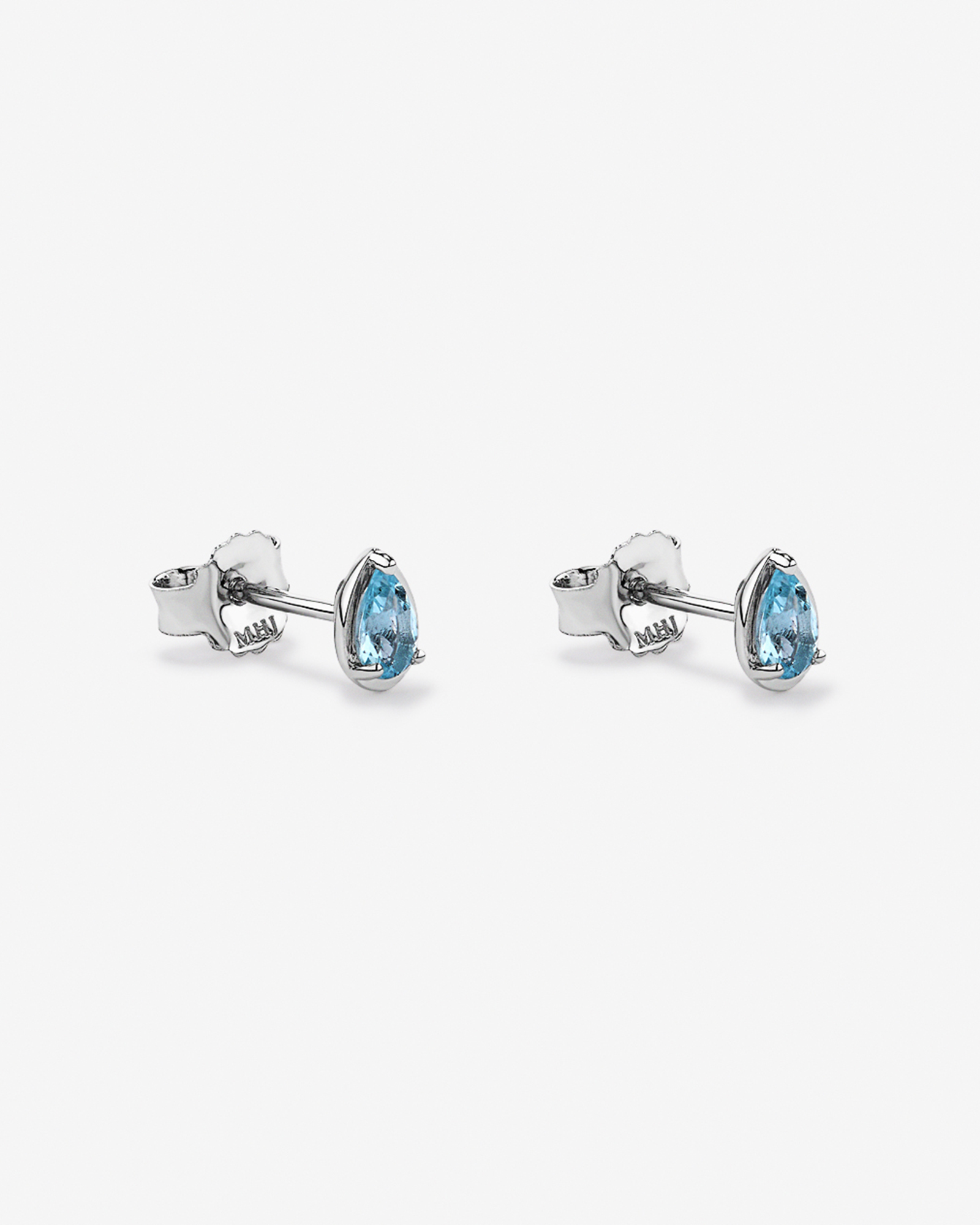 Pear-Cut Aquamarine Stud Earrings in Sterling Silver
