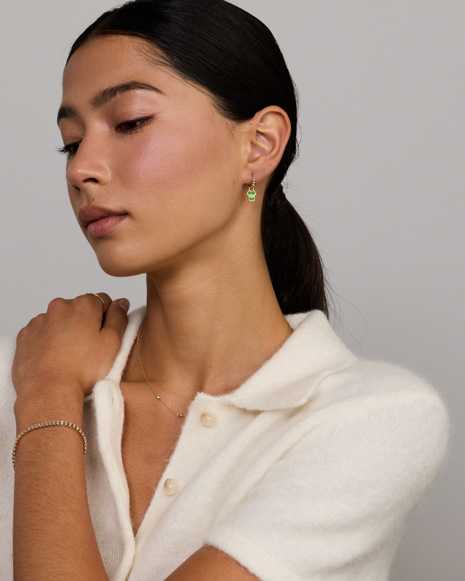 Charme de boucle d’oreille en maillot du Brésil en Vermeil 18Kt
