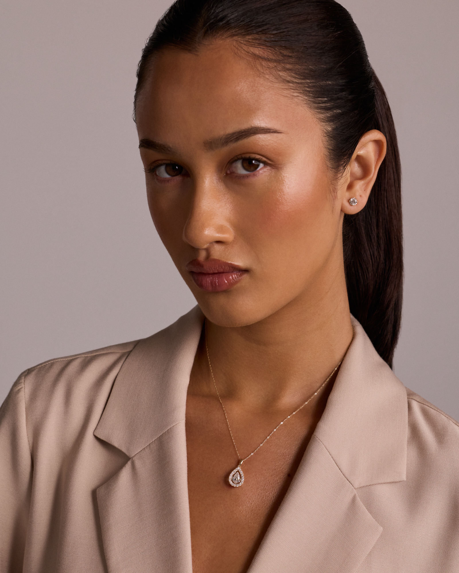 Lume Lab Pear Pendant with 1.00 Carat TW of Laboratory-Grown Diamonds in 10kt White Gold