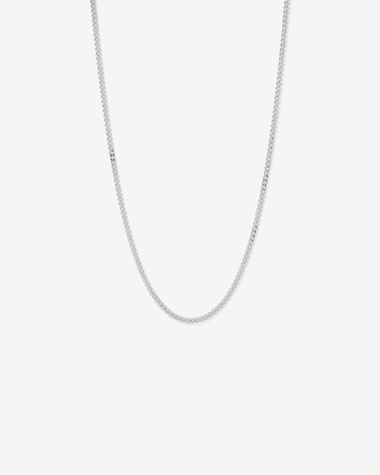 65cm (22") 4.2mm Width Semi Solid Diamond Cut Curb Chain in 10kt White Gold