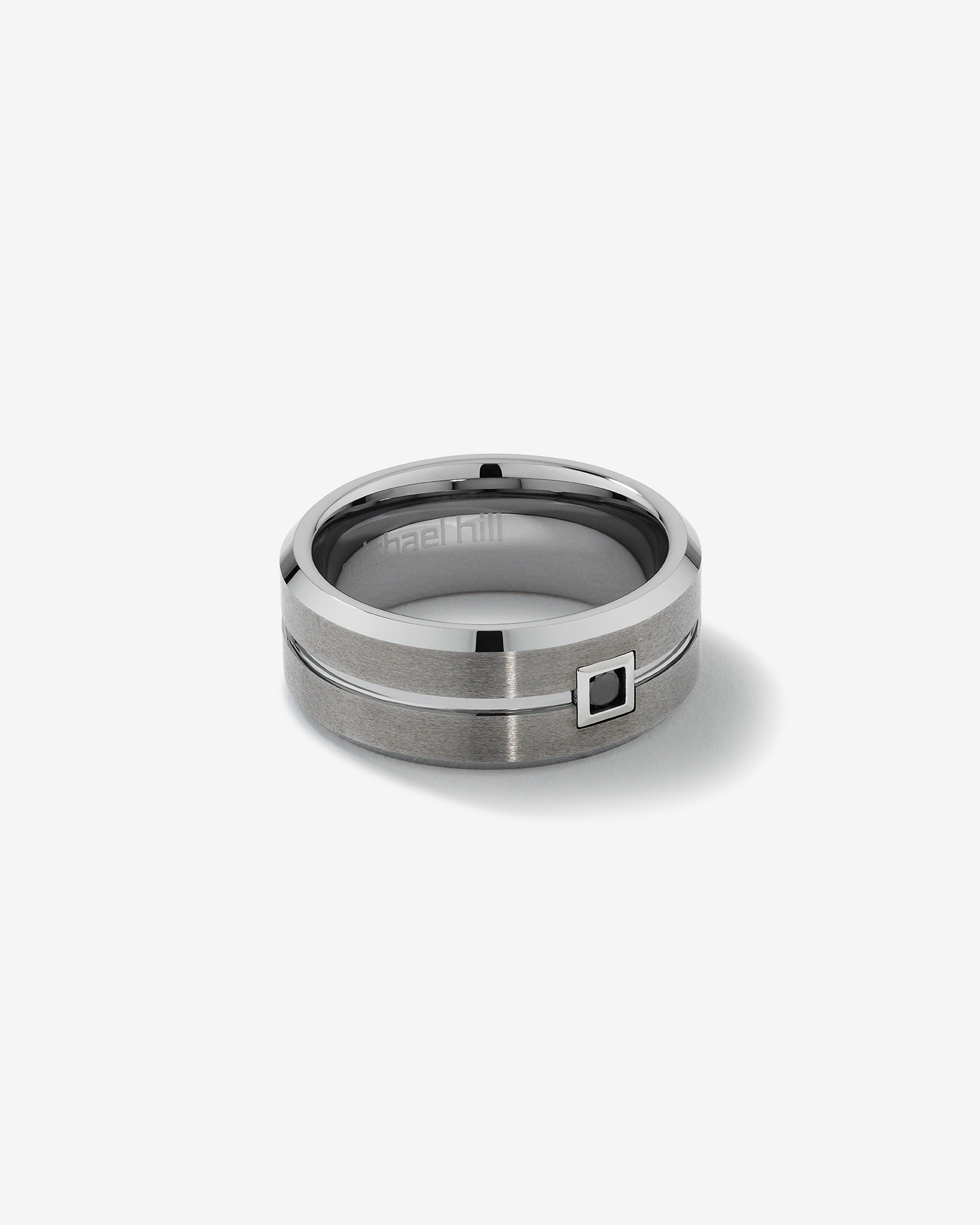 Ring with Enhanced Black Diamond in Grey Sapphire Tungsten