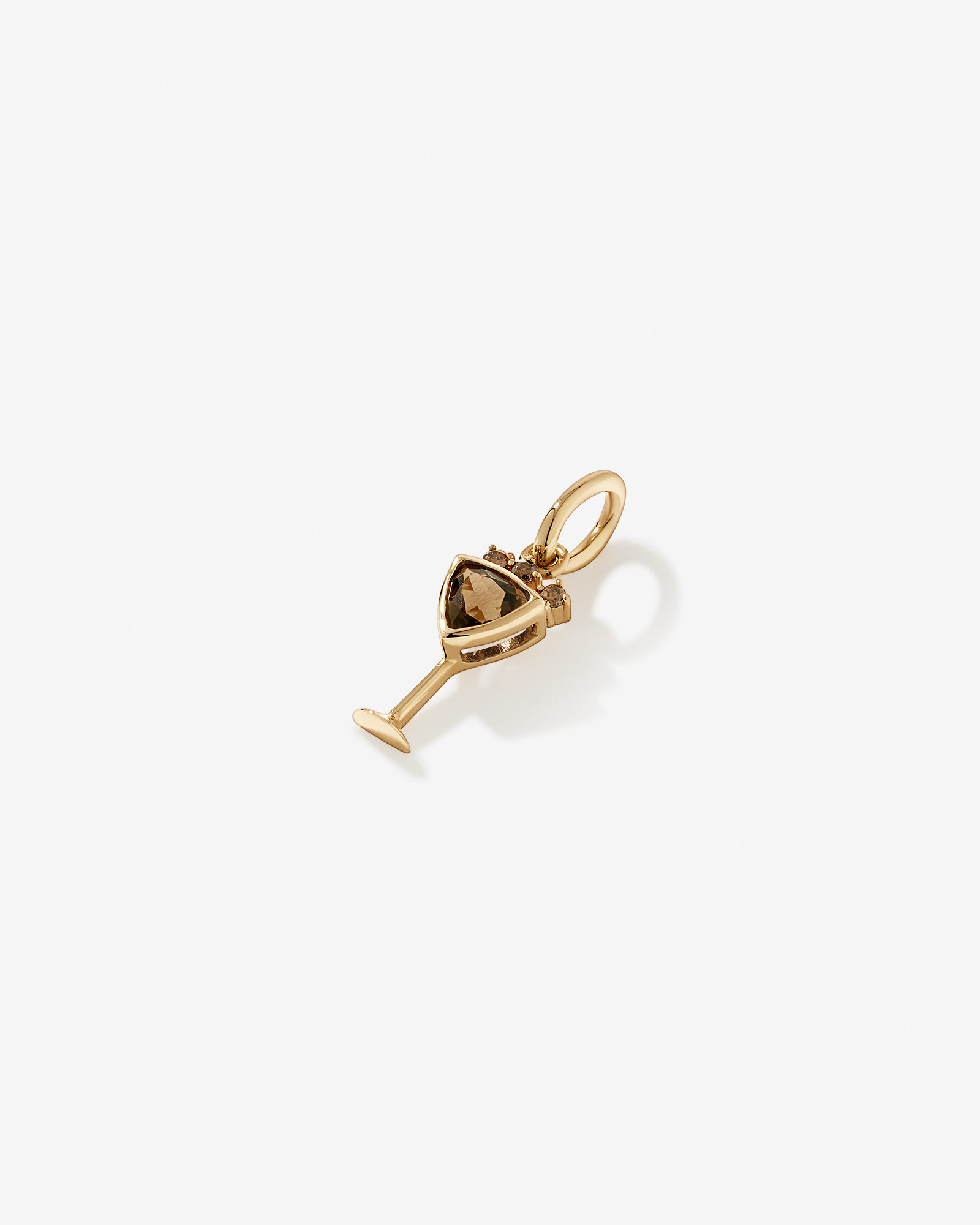 Pendentif cocktail Espresso Martini en quartz fumé en Vermeil or 18 carats