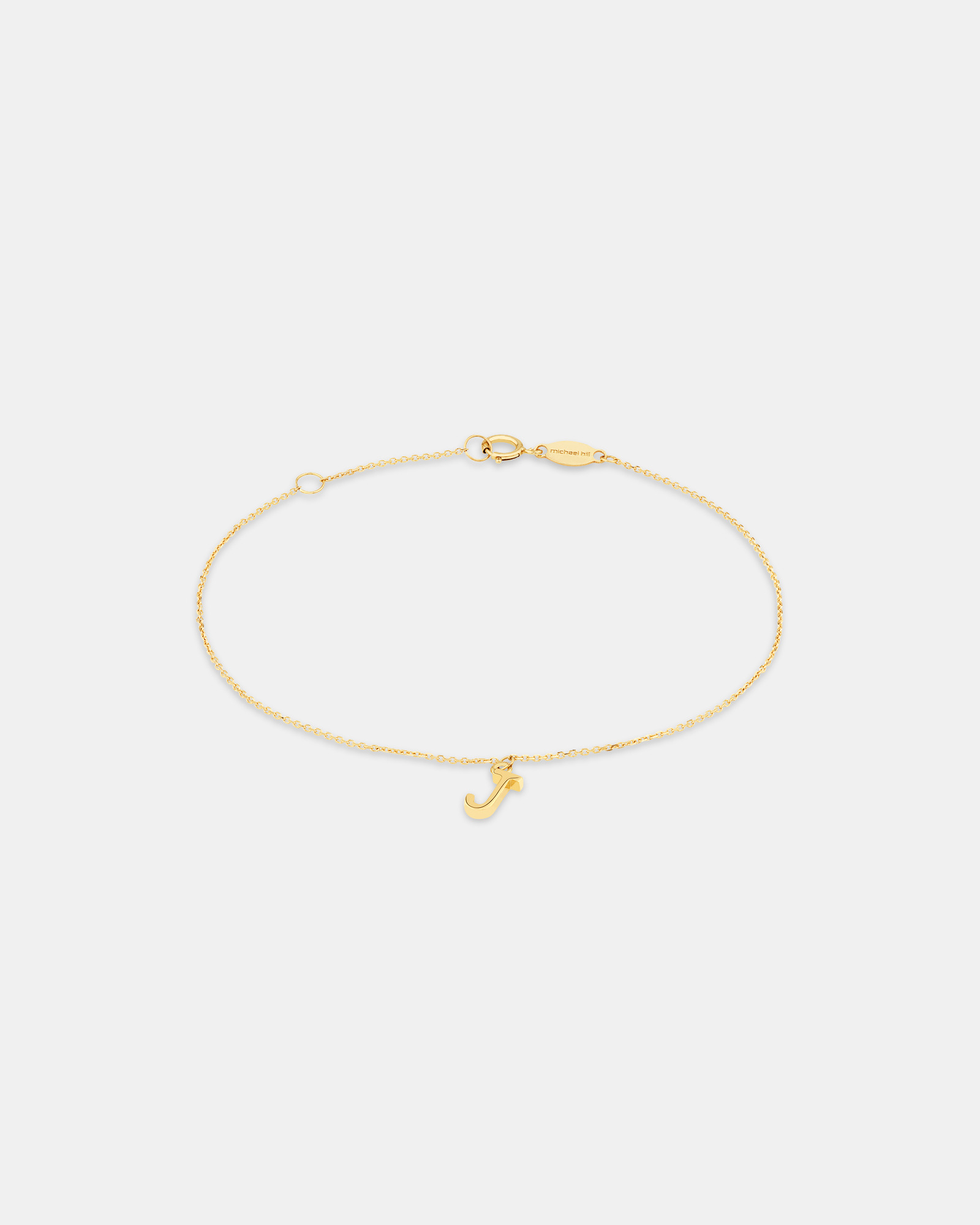 19cm (7.5") J Initial Bracelet in 10kt Yellow Gold